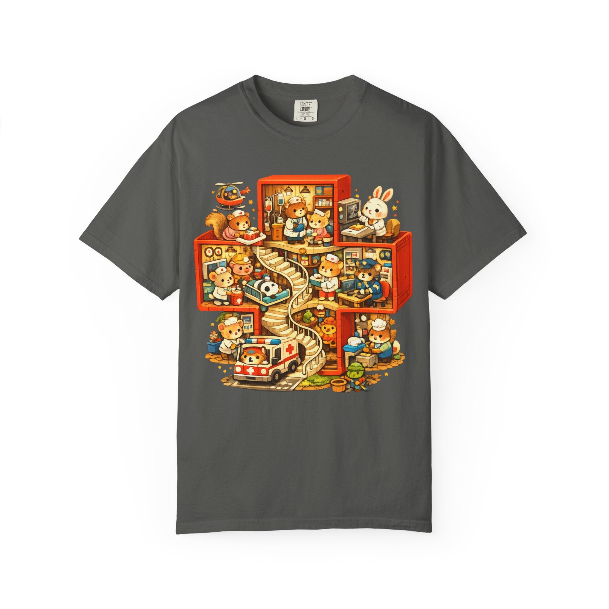 Medical Cross T-Shirt — Cute Vintage Kids’ Small World Illustration