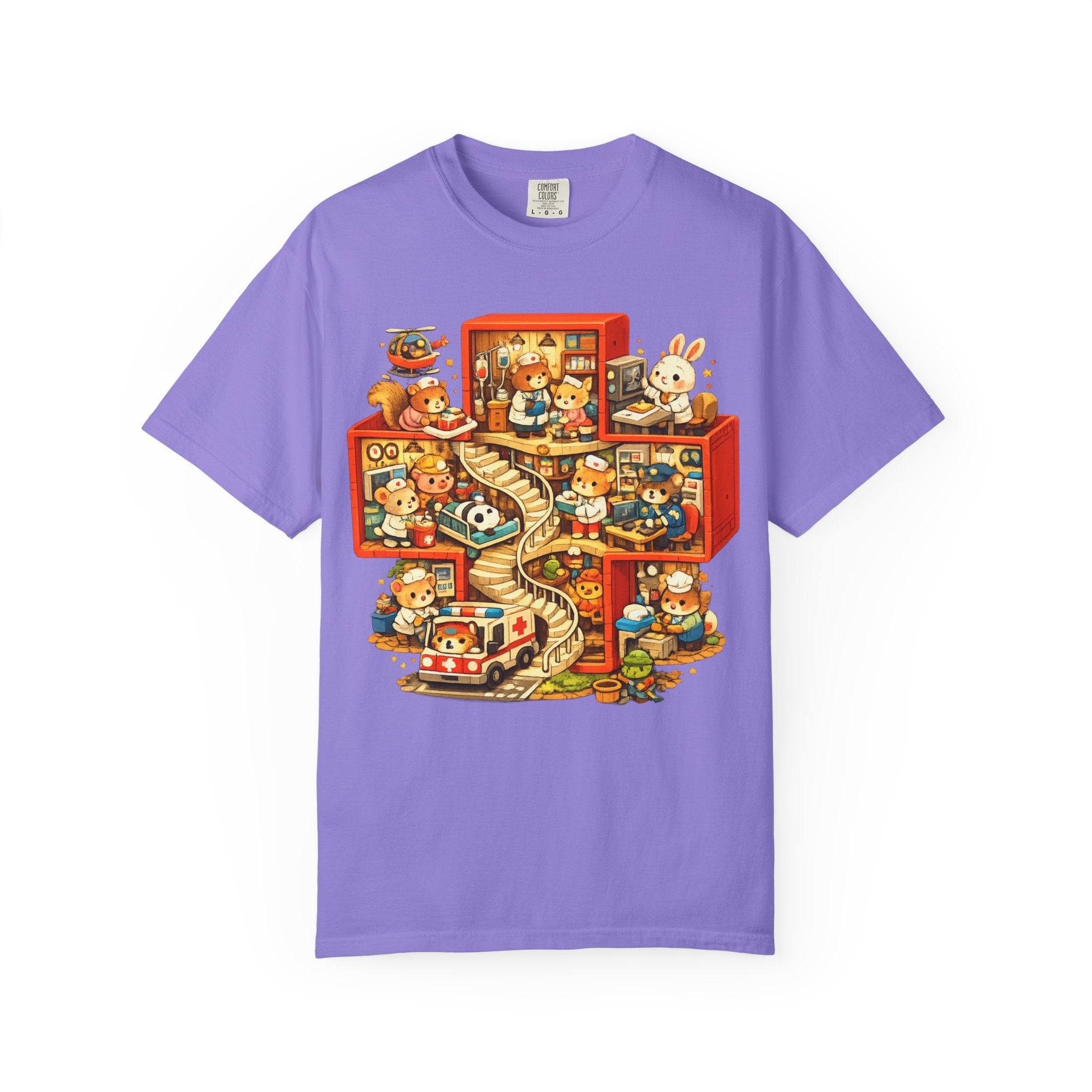 Medical Cross T-Shirt — Cute Vintage Kids’ Small World Illustration