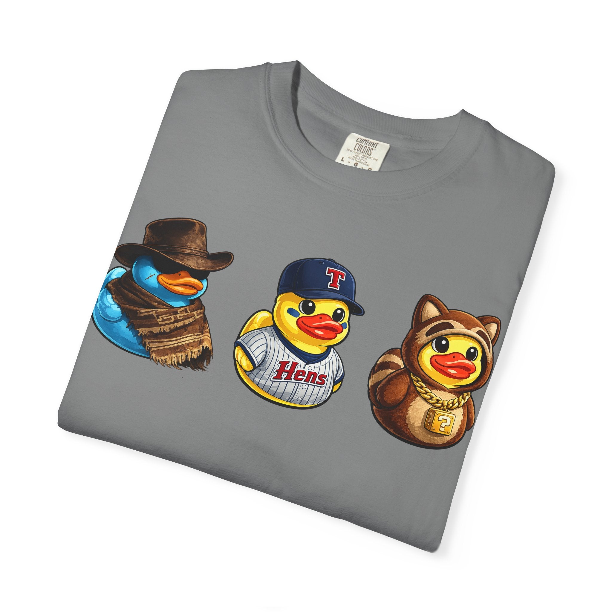 Rubber Duck Dashboard Trio Graphic T-Shirt — Cute Character Tee (Duck Dashboard)
