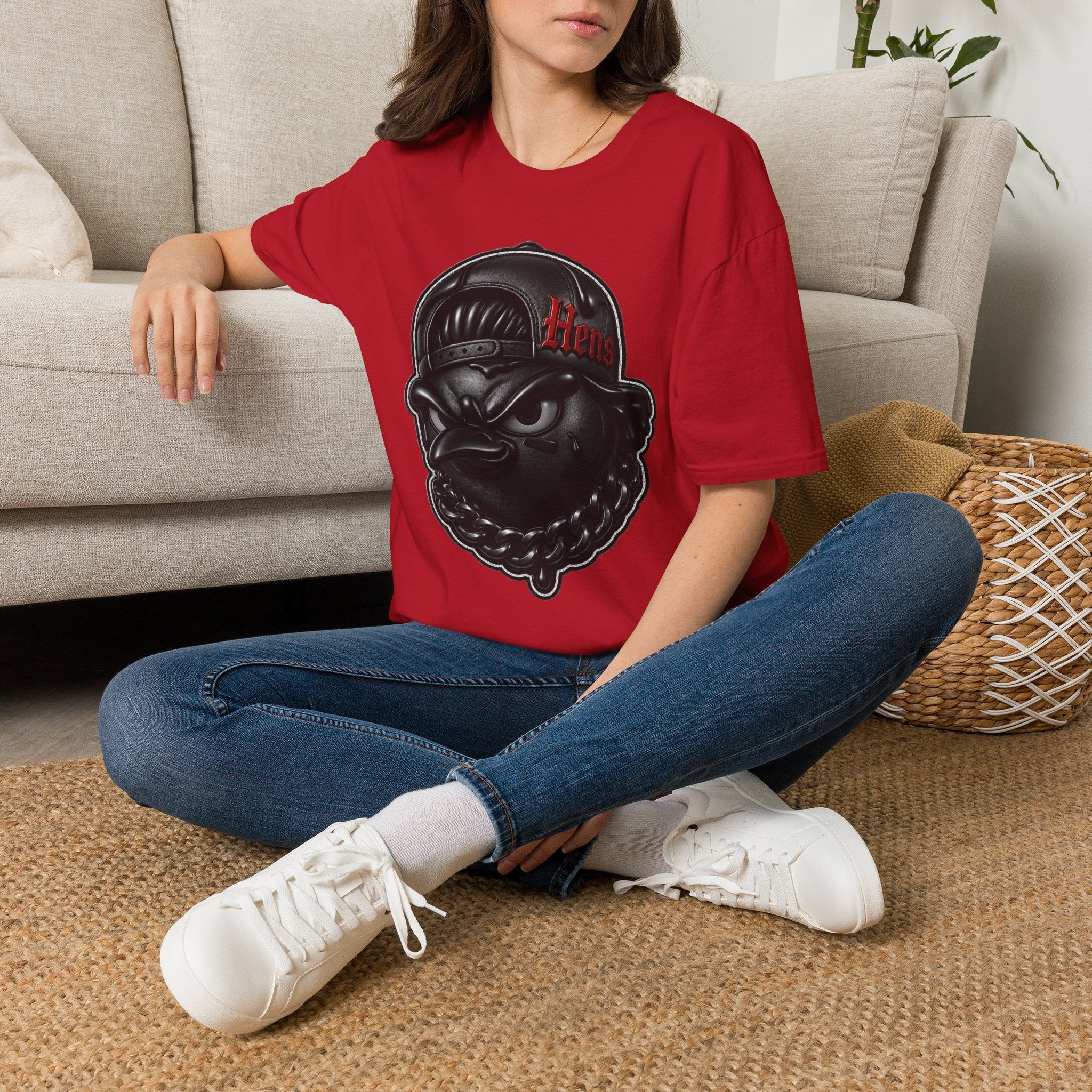 Black Out Hens T-Shirt — Edgy Streetwear Tee with "Hens" Cap Graphic