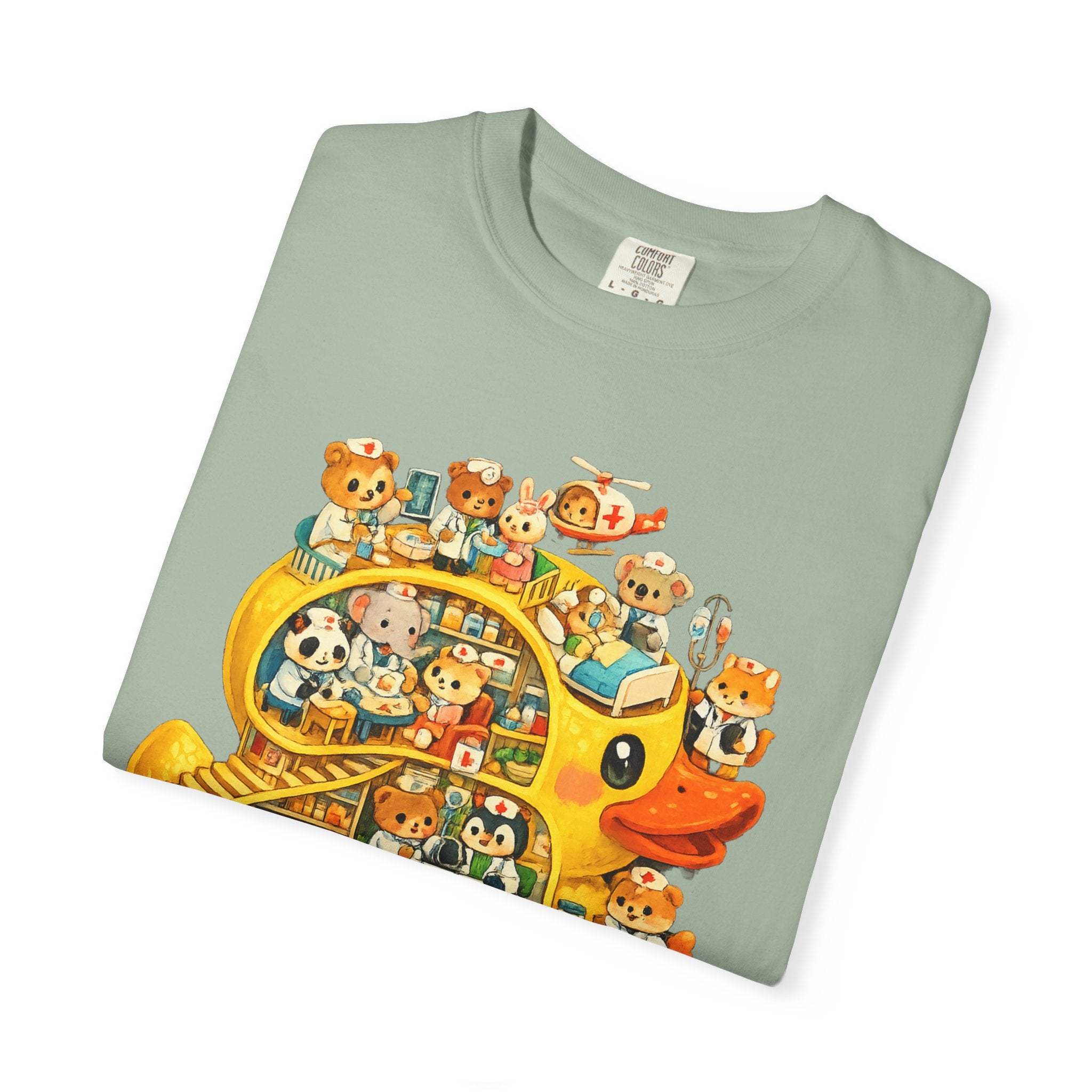 Duck Village Medical T‑Shirt — Whimsical Animal Town Illustration