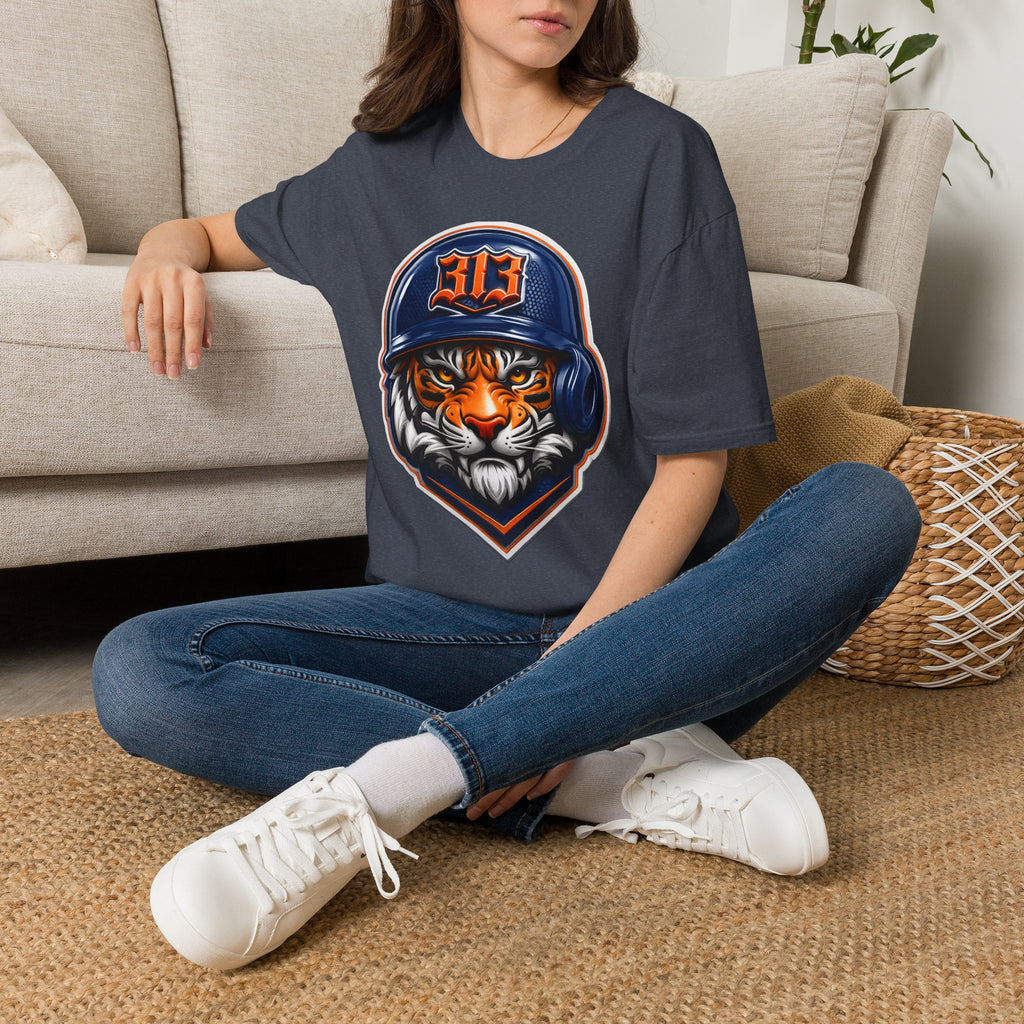 Tiger Mascot Tee —  Helmet Graphic Baseball T-Shirt