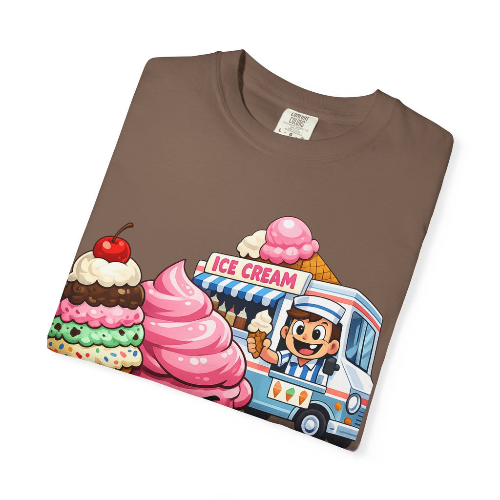 Ice Cream Truck Tee — Cute Cartoon Cupcake & Cone Graphic T-Shirt