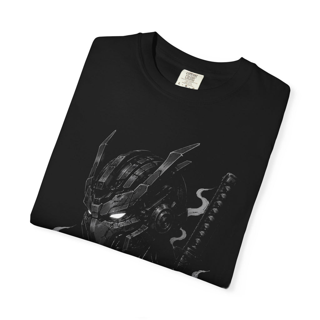 Mech Ronin Tee — Grunge Monochrome Mech Skull Anime Graphic T-Shirt