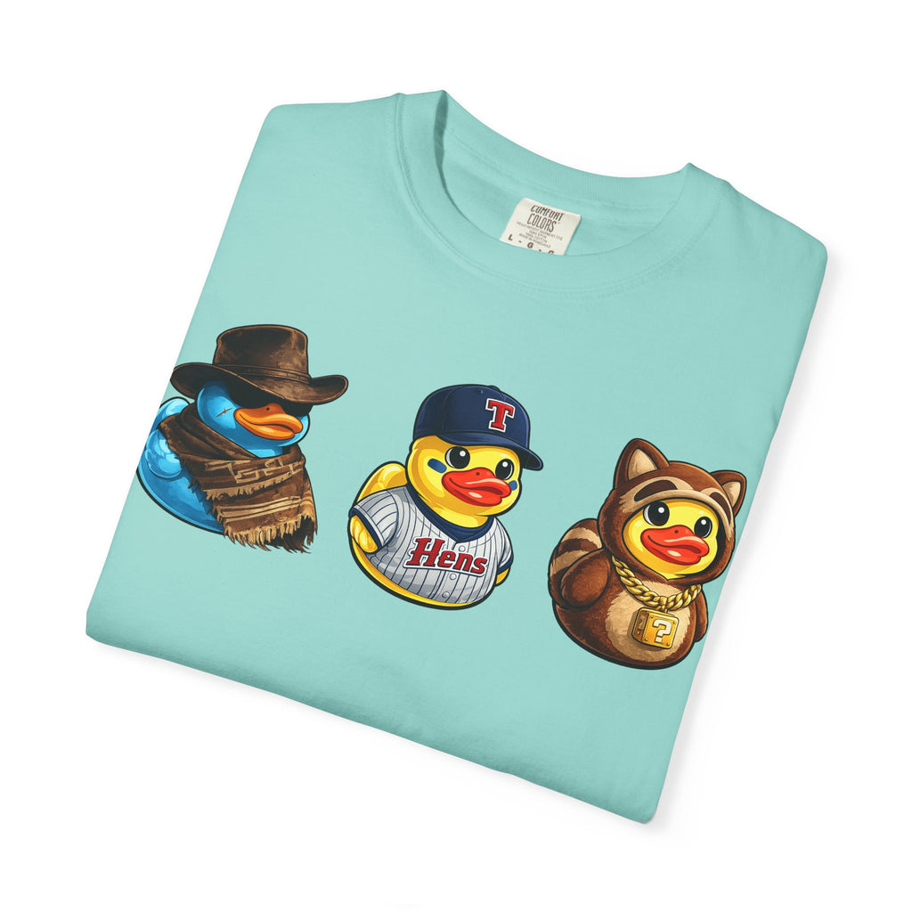 Rubber Duck Dashboard Trio Graphic T-Shirt — Cute Character Tee (Duck Dashboard)