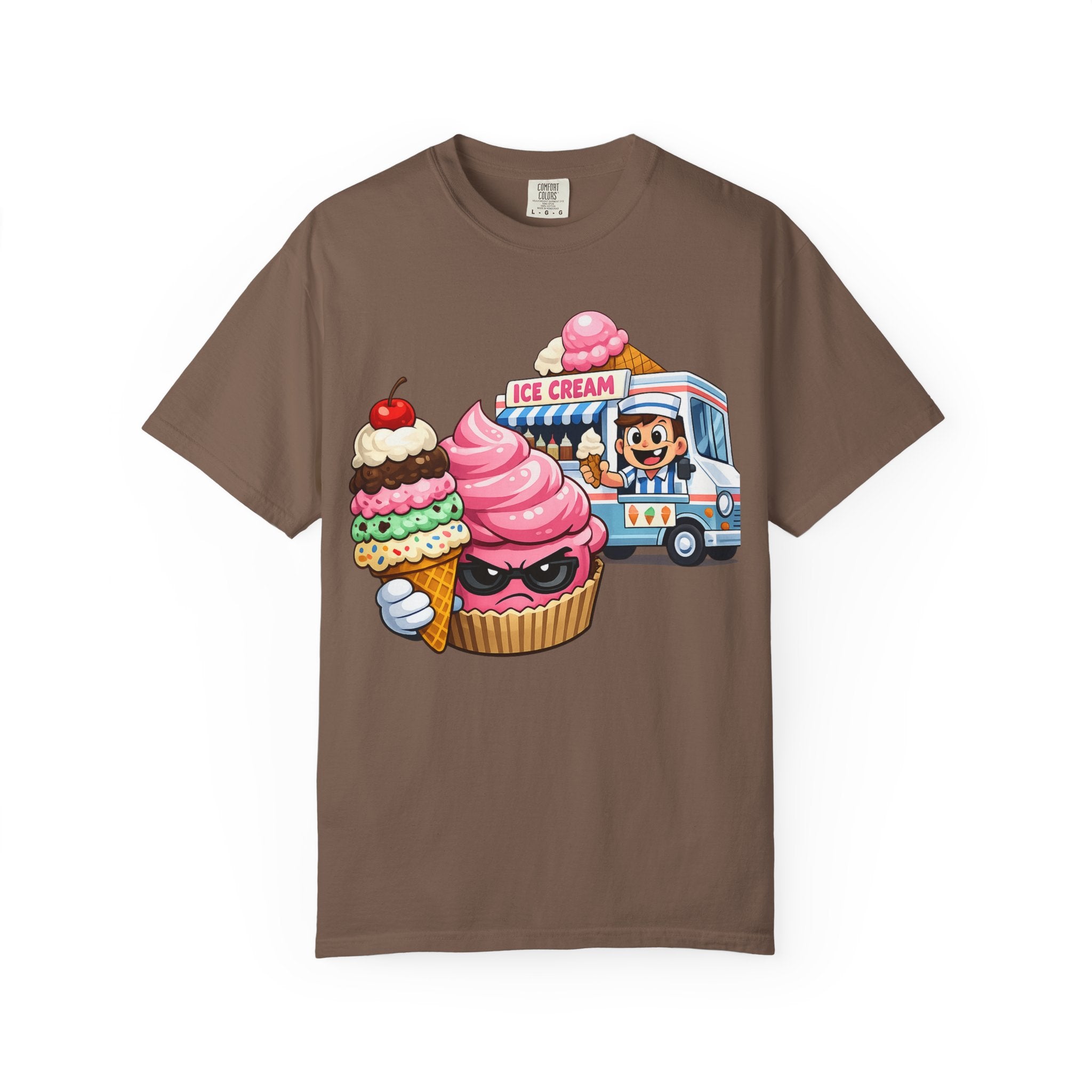 Ice Cream Truck Tee — Cute Cartoon Cupcake & Cone Graphic T-Shirt