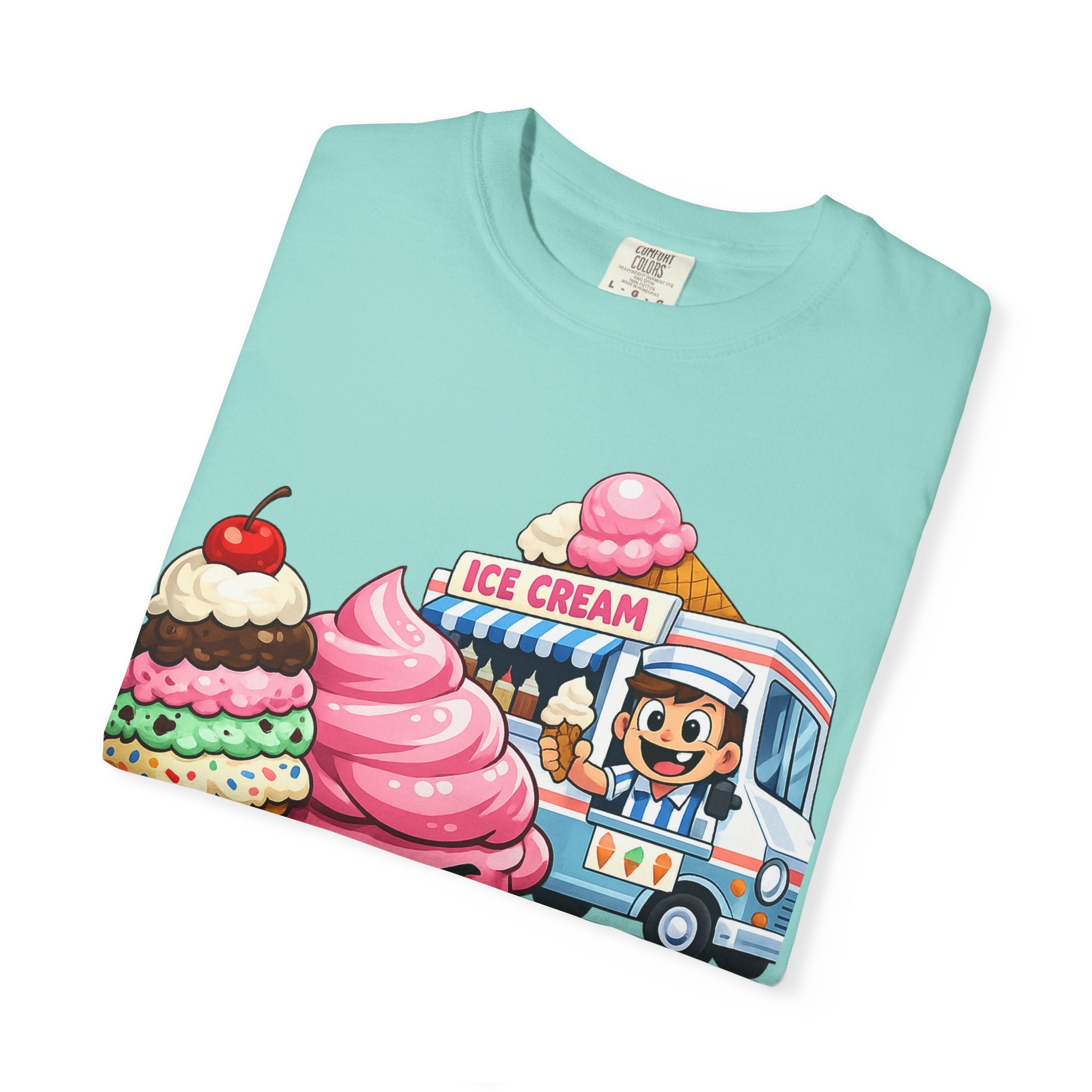 Ice Cream Truck Tee — Cute Cartoon Cupcake & Cone Graphic T-Shirt