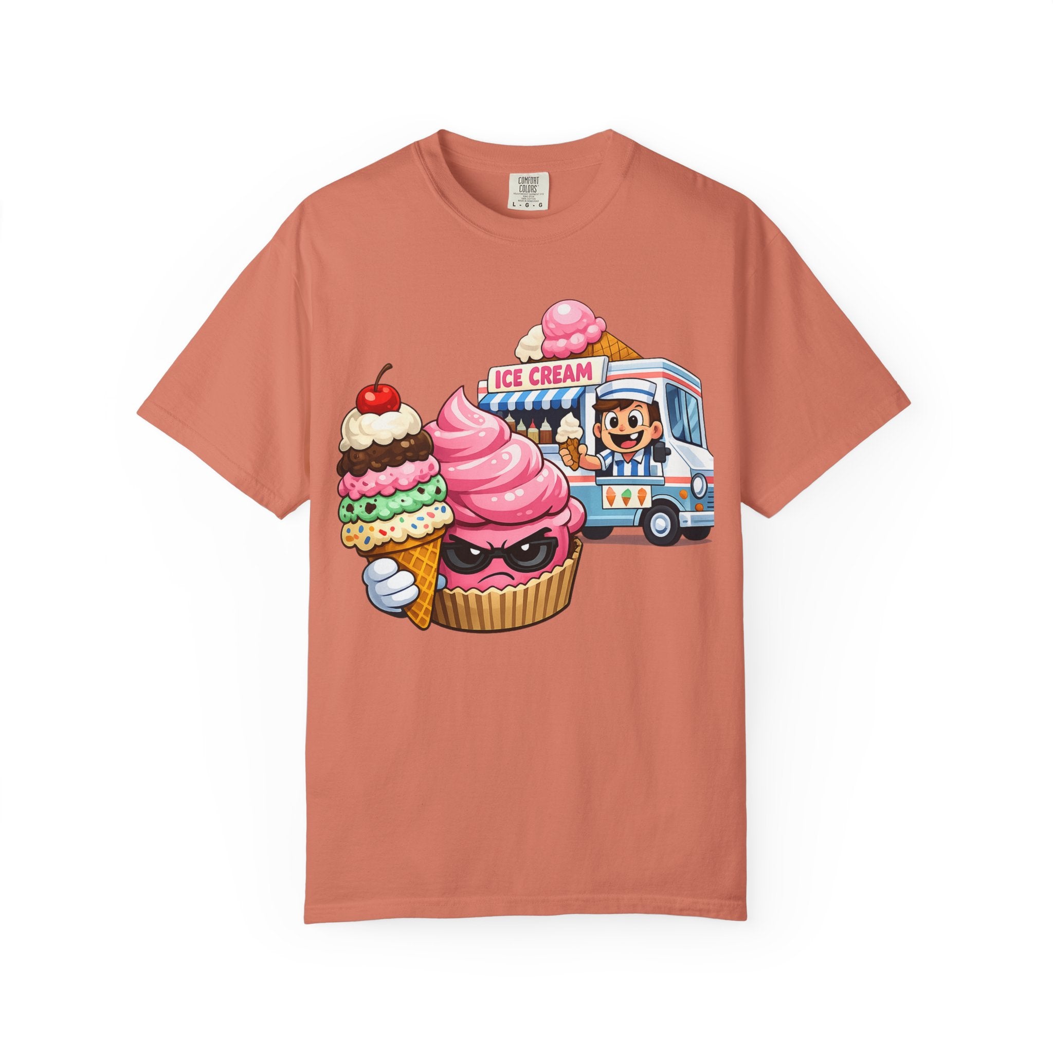 Ice Cream Truck Tee — Cute Cartoon Cupcake & Cone Graphic T-Shirt