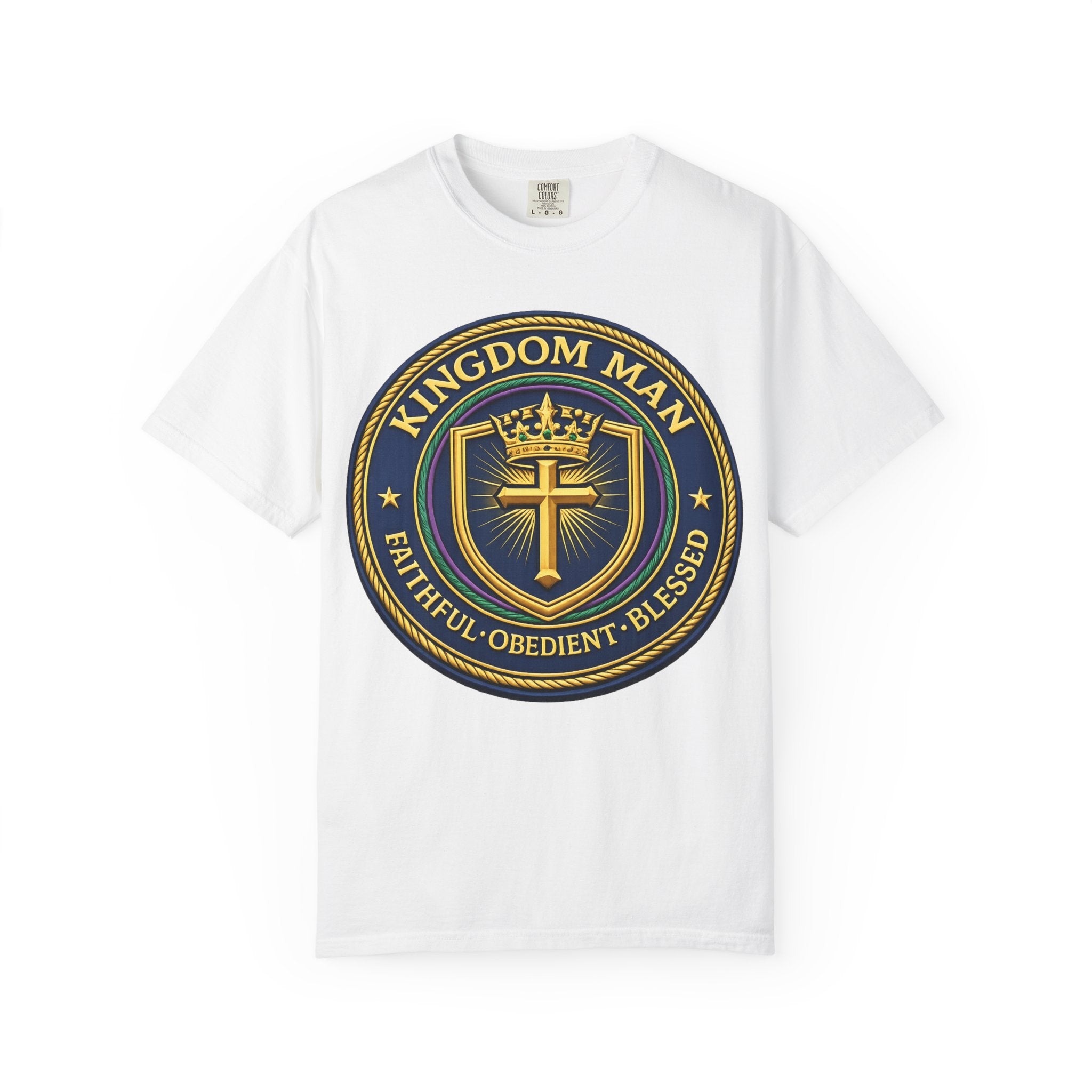 Kingdom Man T-Shirt — Faithful • Obedient • Blessed Christian Tee