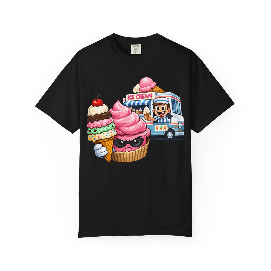 Ice Cream Truck Tee — Cute Cartoon Cupcake & Cone Graphic T-Shirt