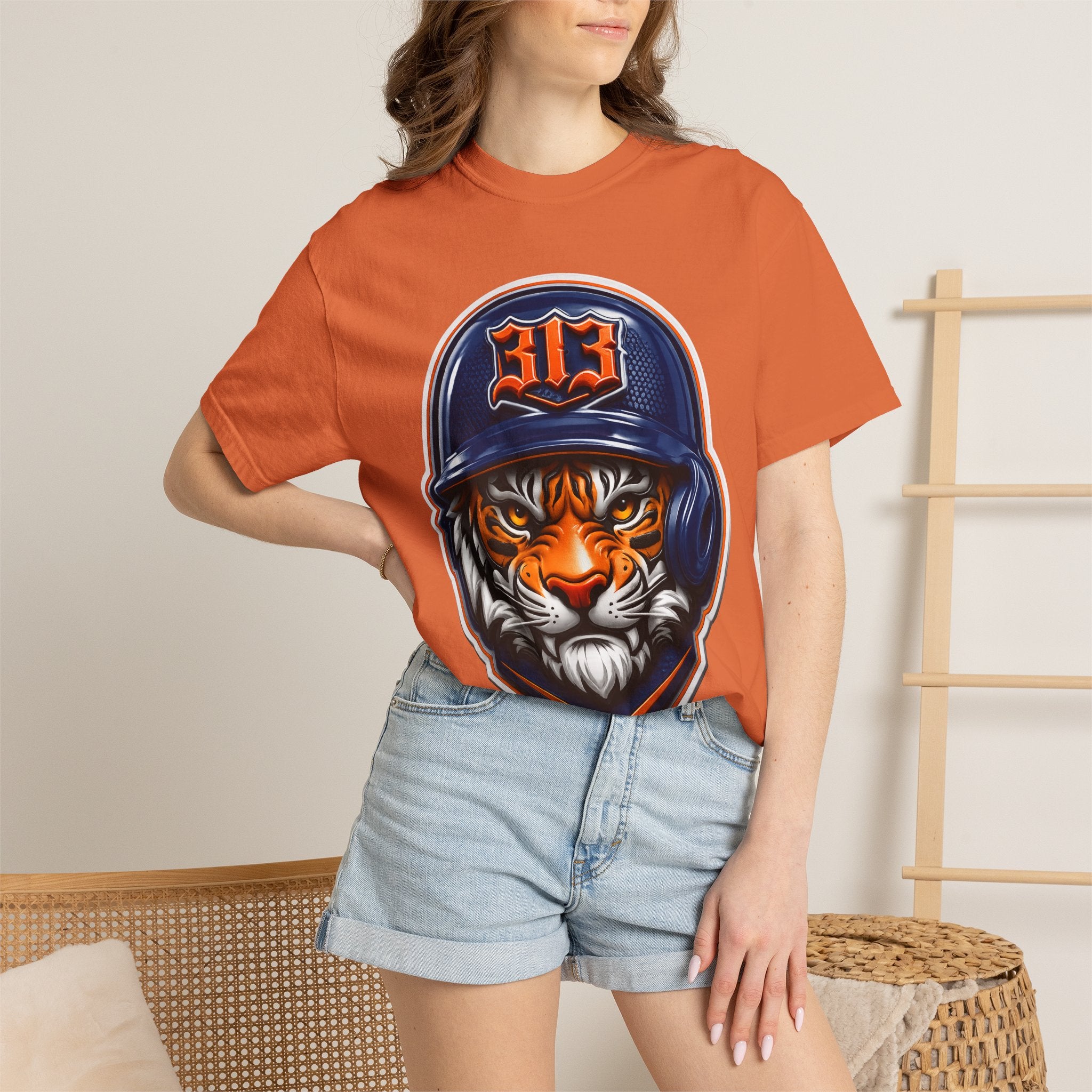 Baseball Helmet T-Shirt — 313 Tiger Sports Logo Tee