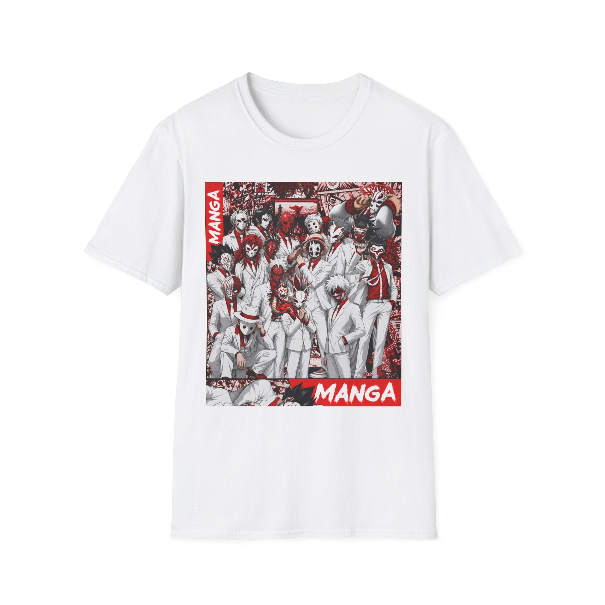 Manga Crew Characters Graphic T-Shirt — Red Noire Anime, Soft Gildan tee