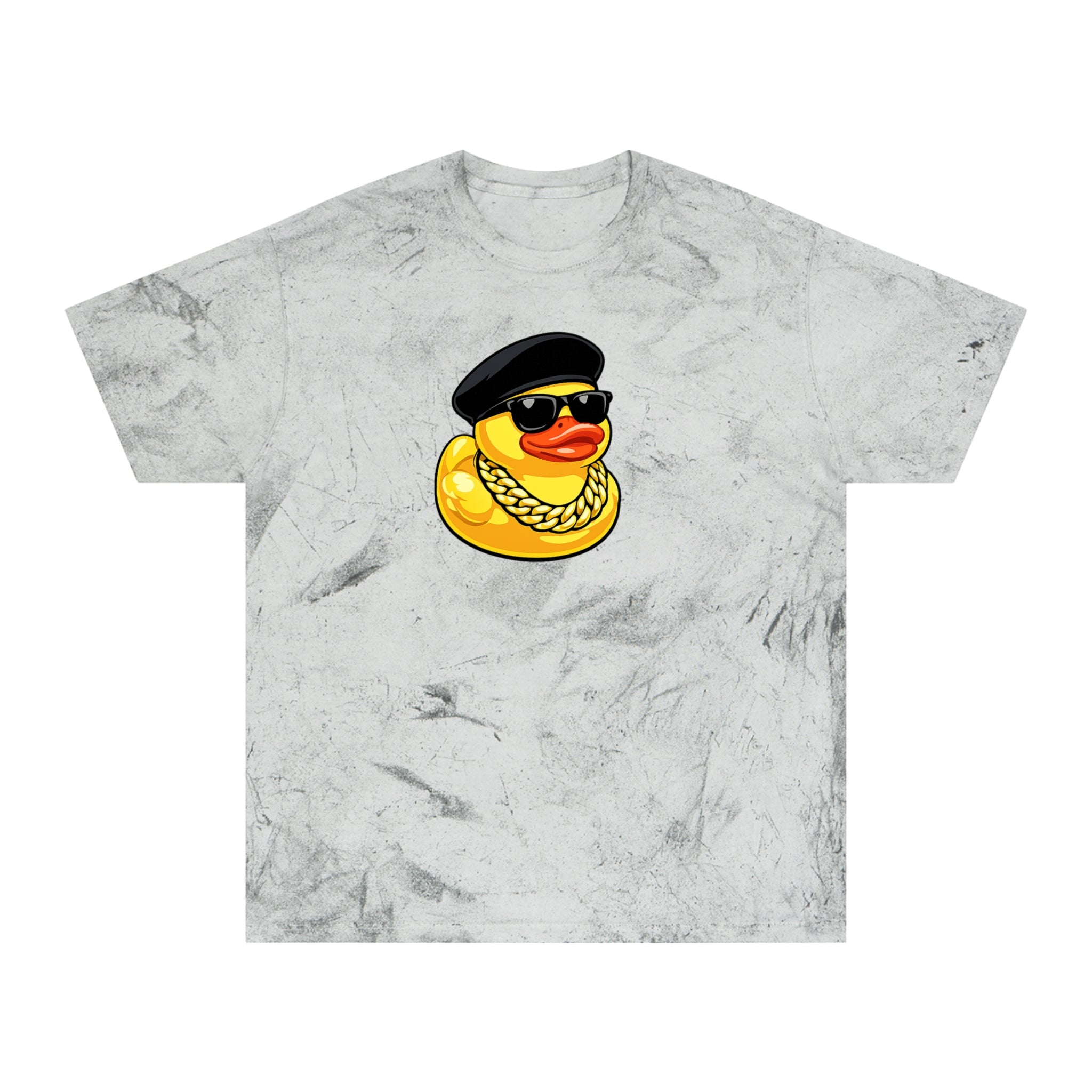 Retro Rubber Duck T-Shirt — Gold Tie-Dye with Cool Duck Graphic