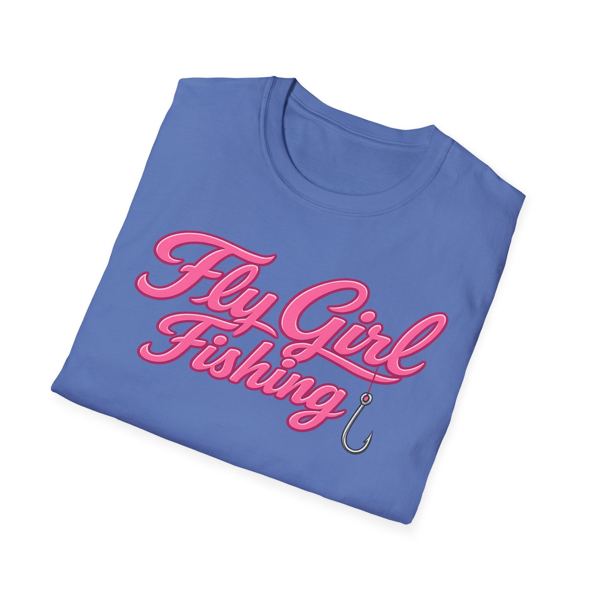 Fly Girl Fishing T-Shirt — Pink Script Women’s Fishing Tee