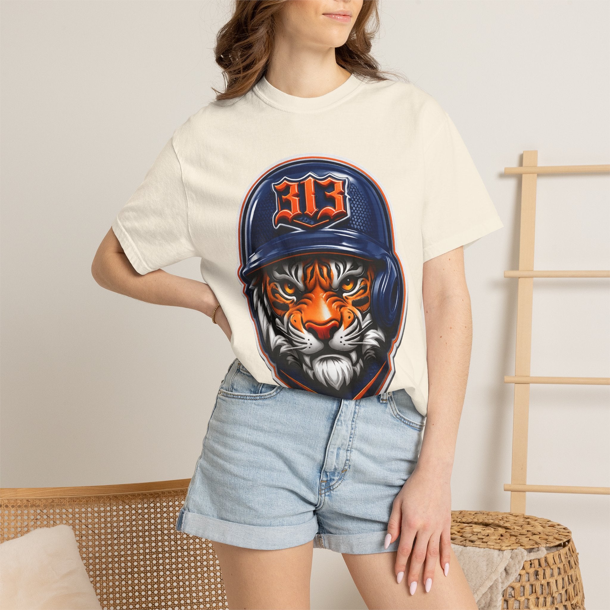 Baseball Helmet T-Shirt — 313 Tiger Sports Logo Tee