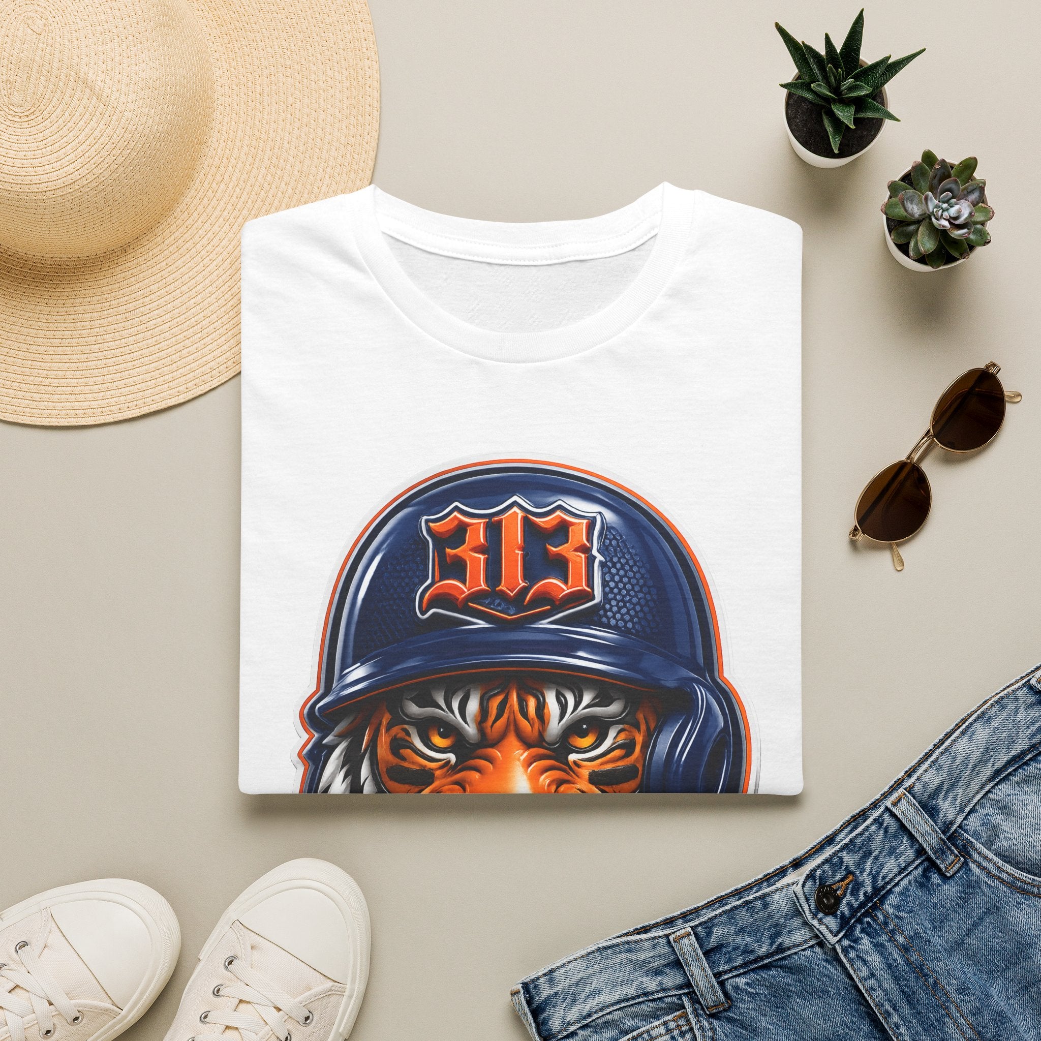 Tiger Mascot Tee —  Helmet Graphic Baseball T-Shirt