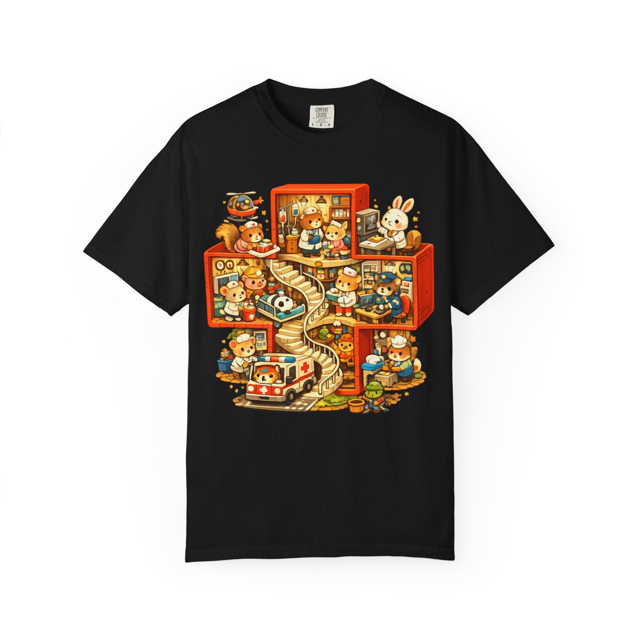 Medical Cross T-Shirt — Cute Vintage Kids’ Small World Illustration