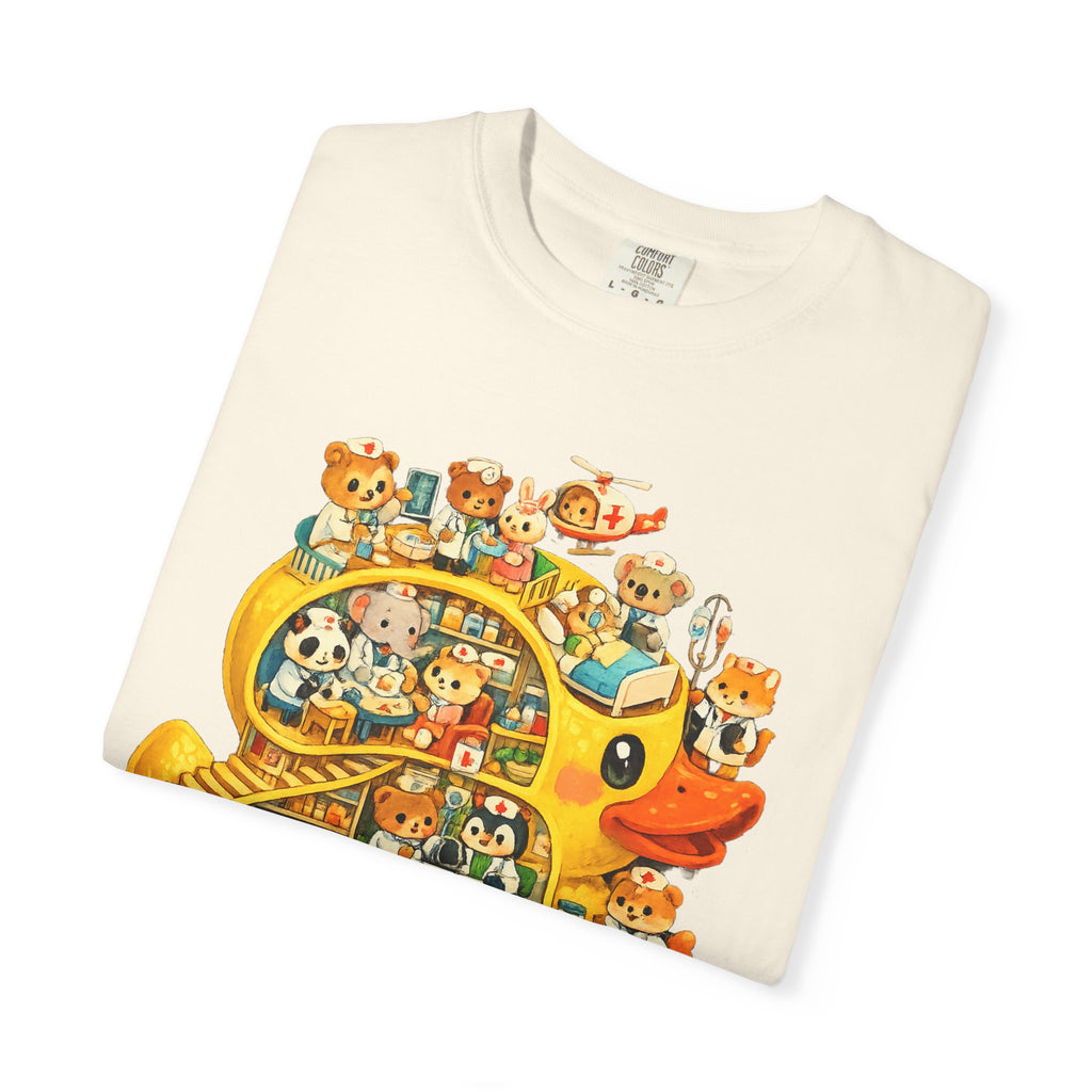 Duck Village Medical T‑Shirt — Whimsical Animal Town Illustration