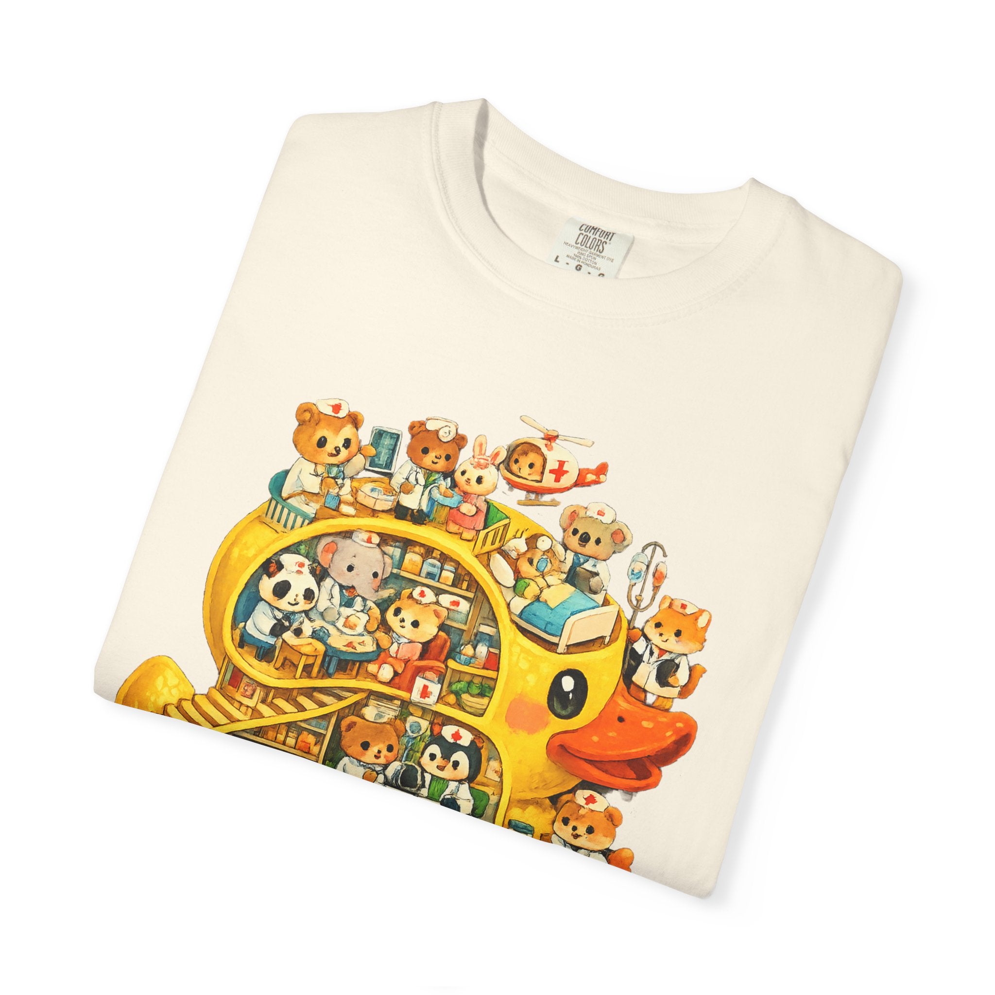 Duck Village Medical T‑Shirt — Whimsical Animal Town Illustration