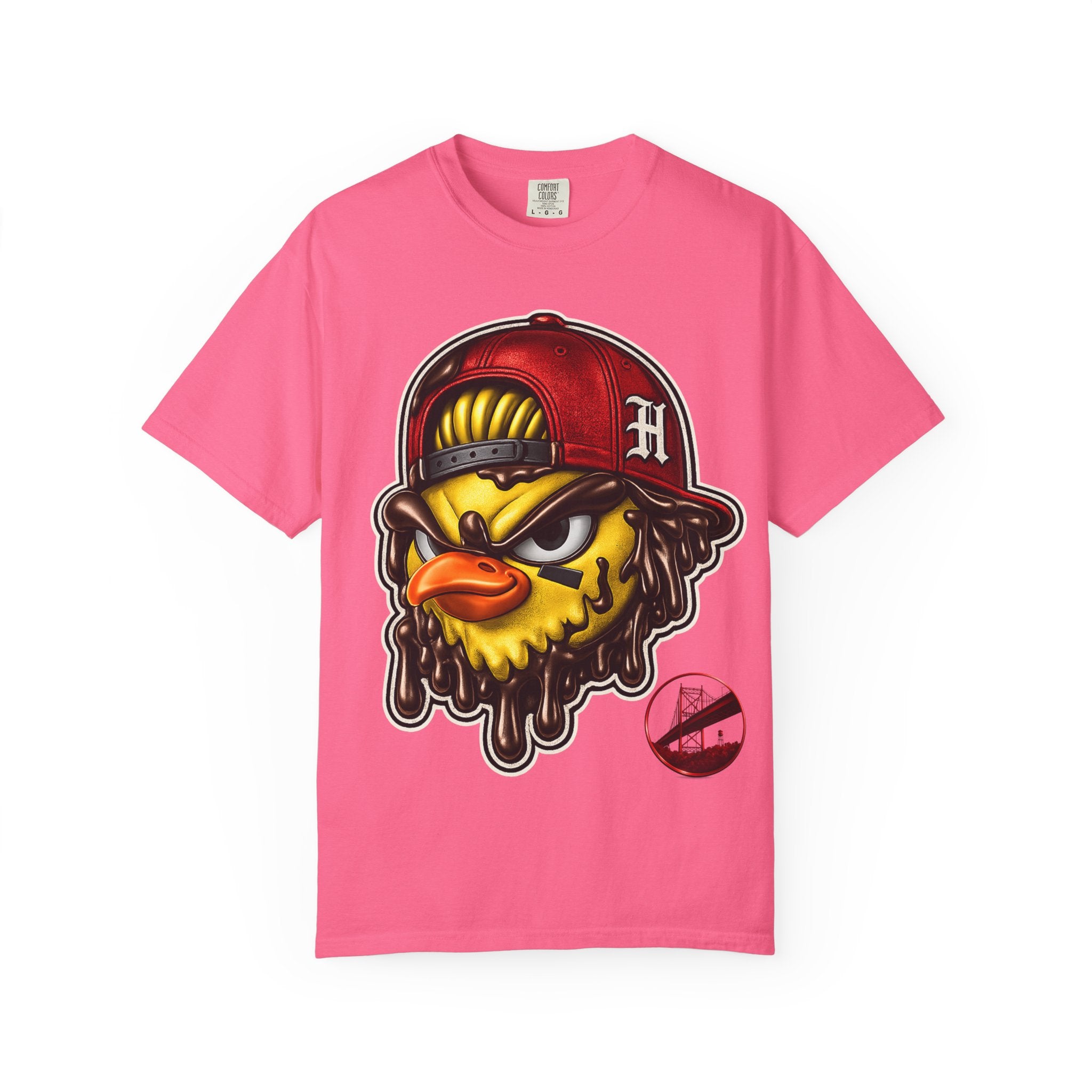 Hen Street Graphic T-Shirt — Streetwear Baseball Cap Mascot Tee