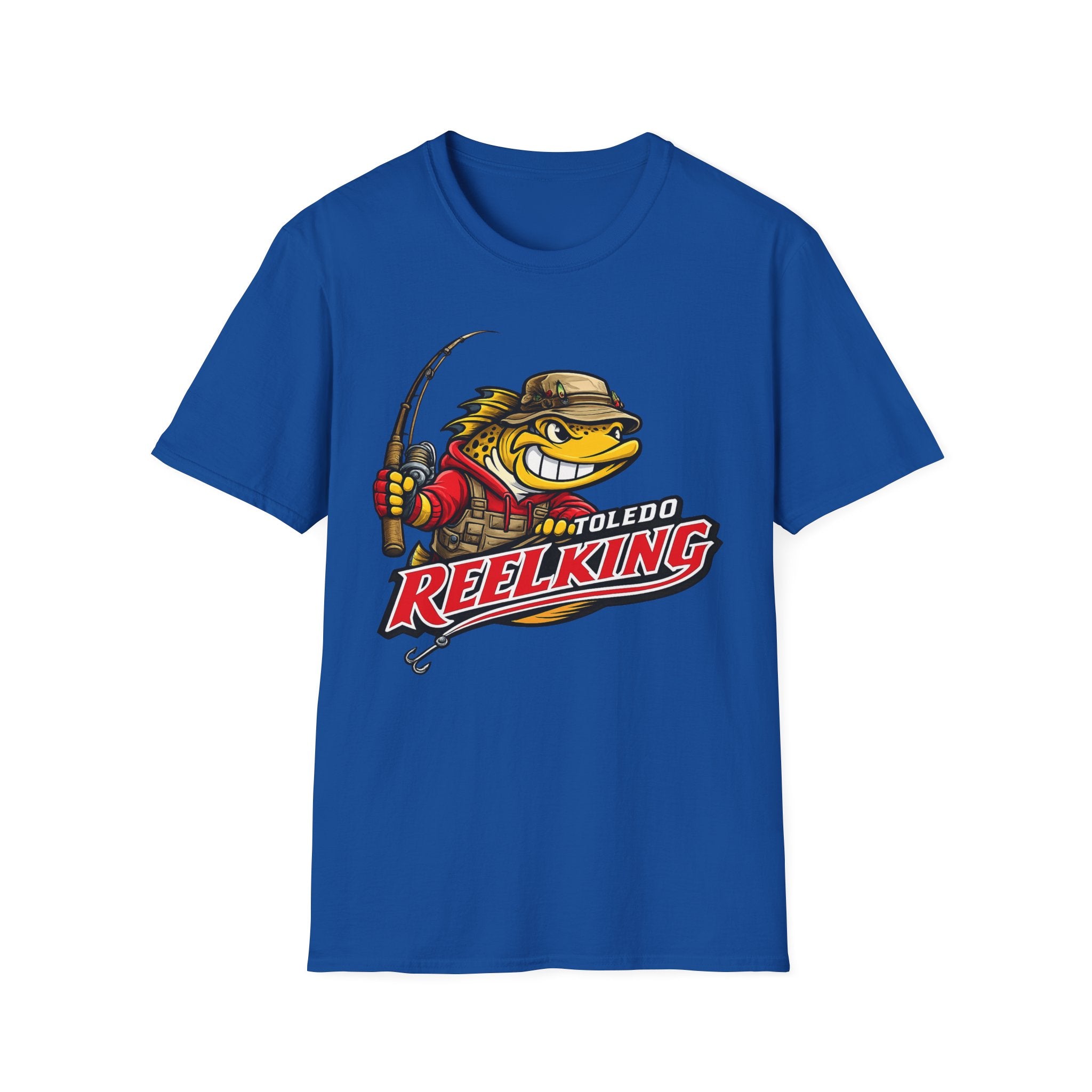 Toledo Reel King Fishing T-Shirt — Mascot Fisherman Tee