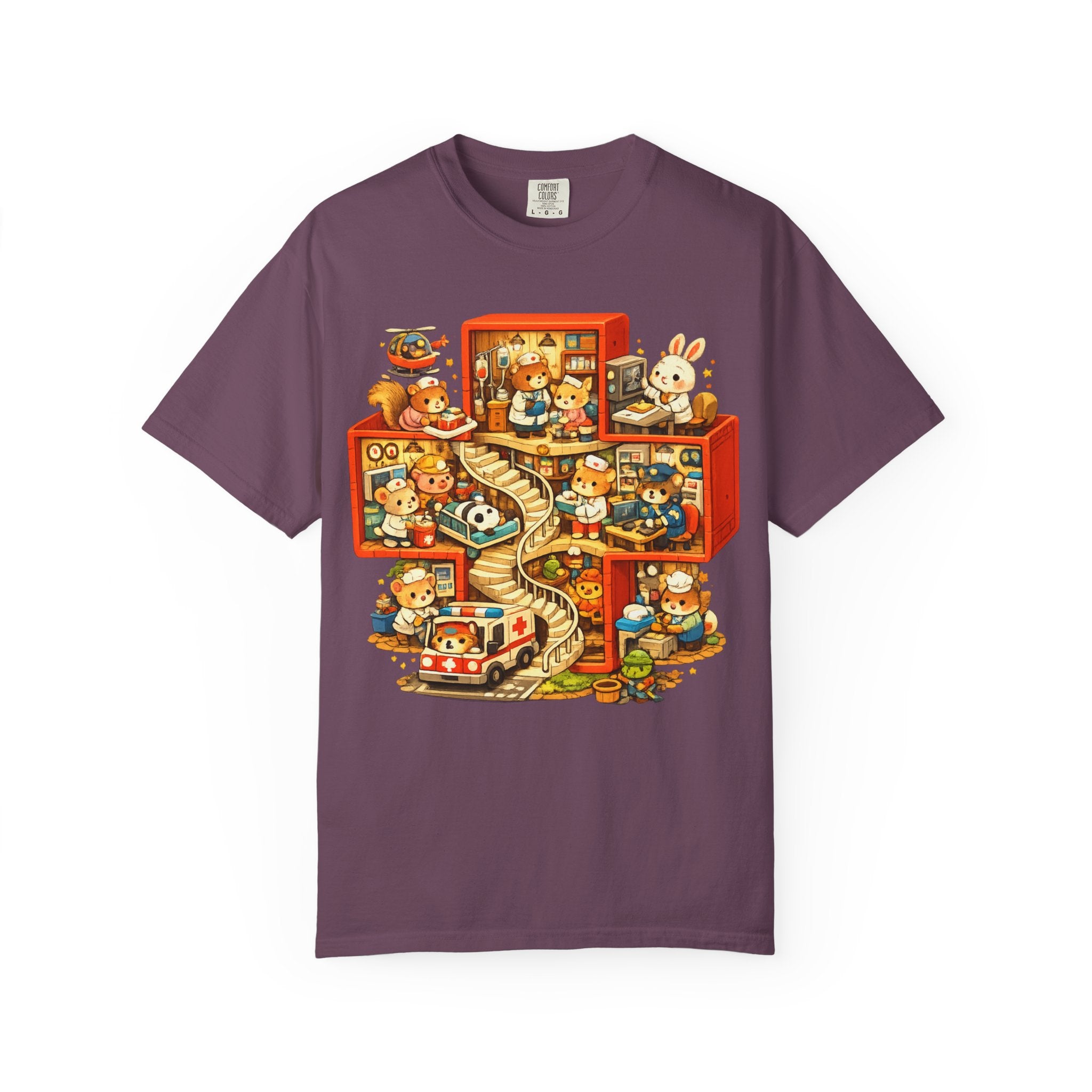 Medical Cross T-Shirt — Cute Vintage Kids’ Small World Illustration