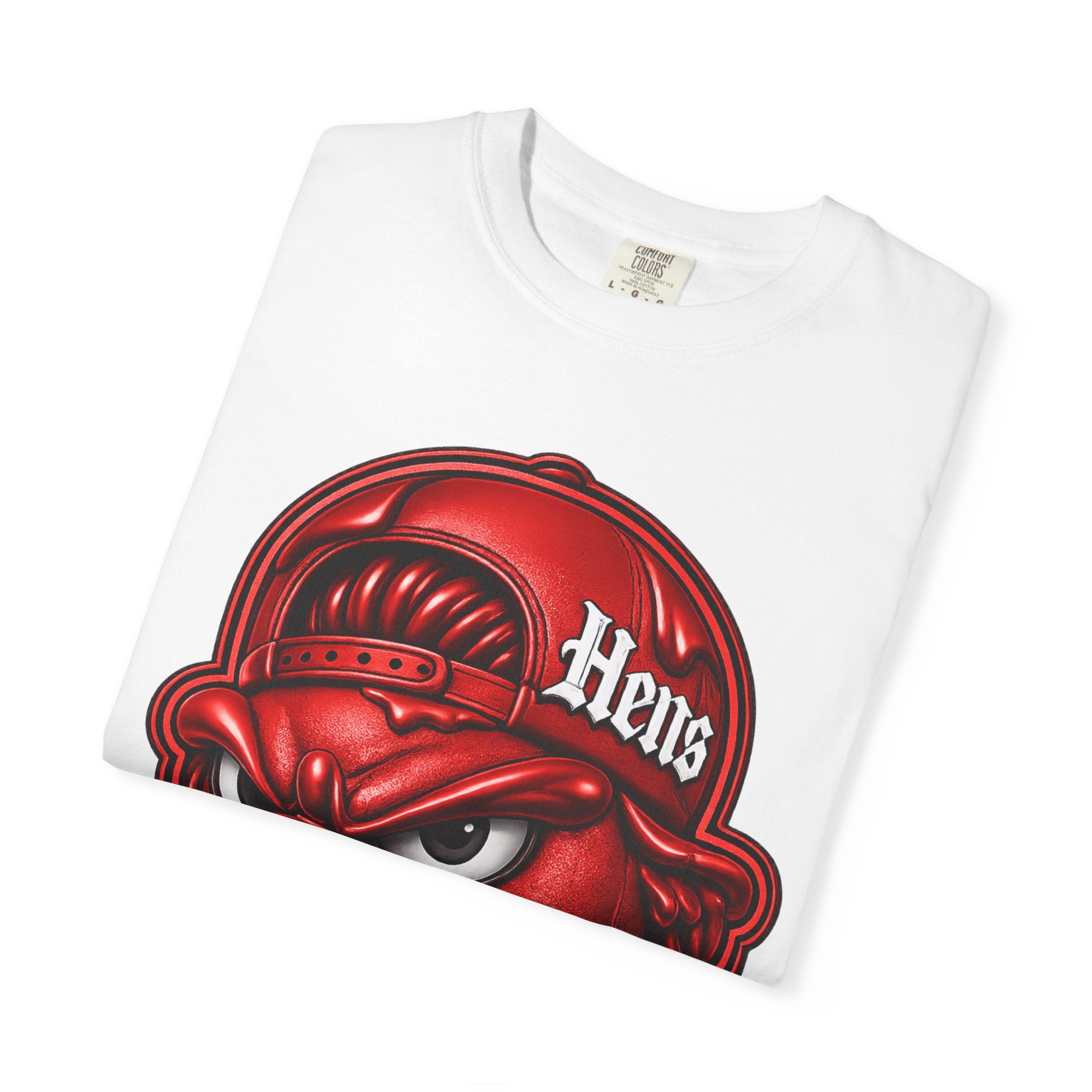 Hens Streetwear Graphic T‑Shirt — Bold Red Mascot Design
