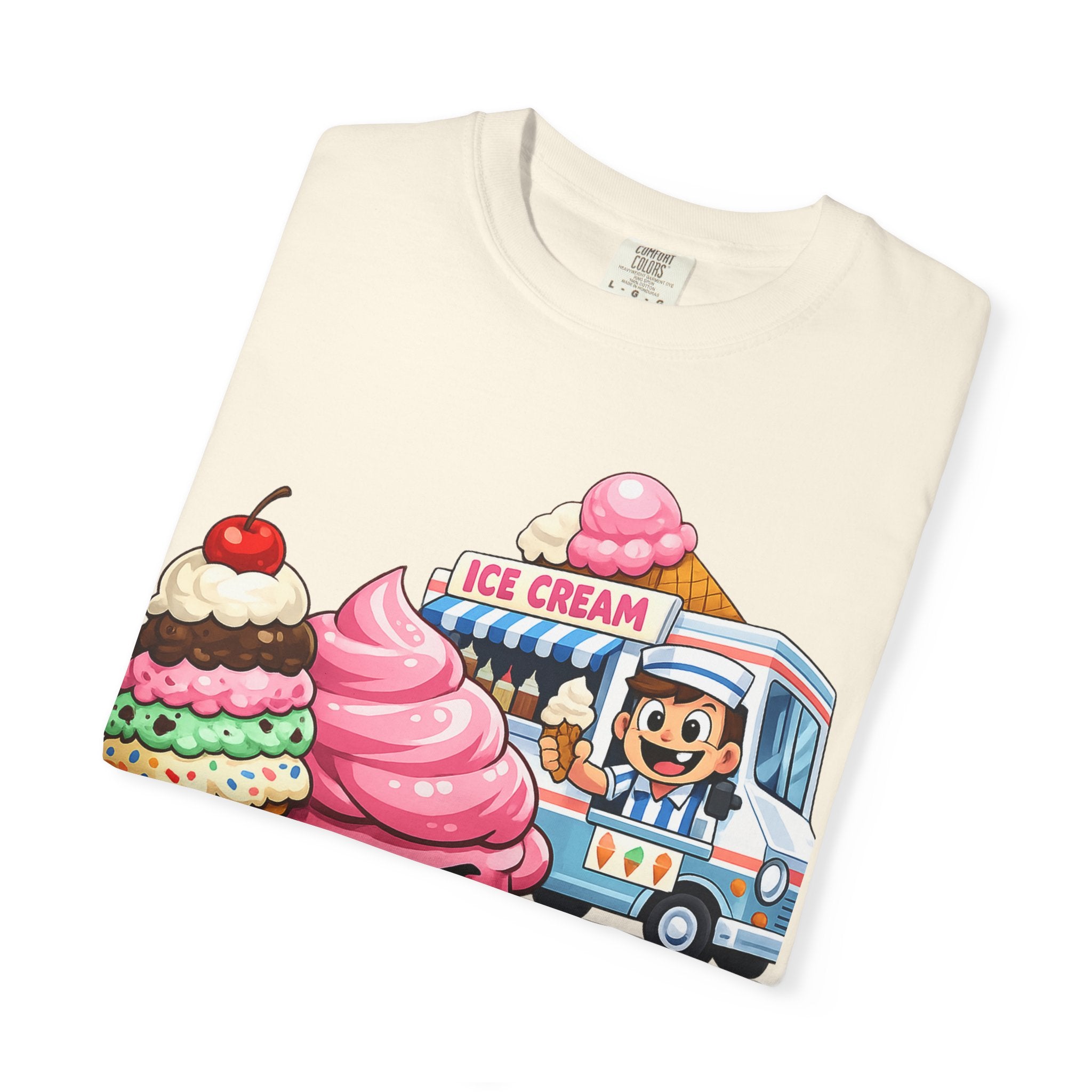 Ice Cream Truck Tee — Cute Cartoon Cupcake & Cone Graphic T-Shirt