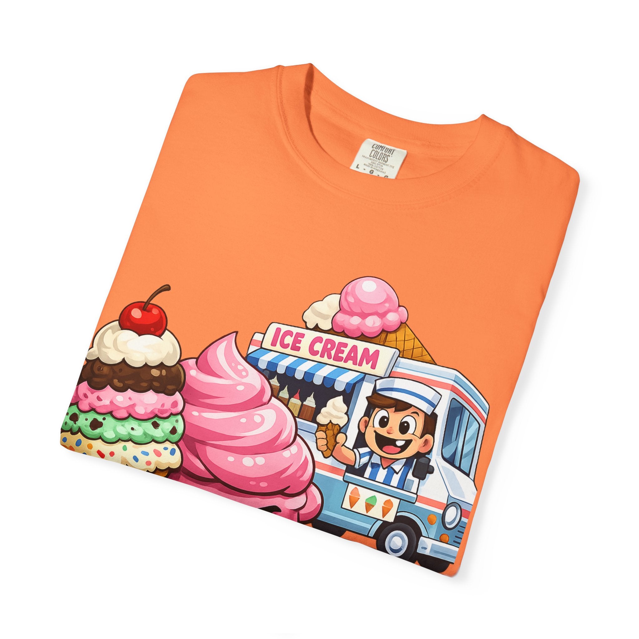 Ice Cream Truck Tee — Cute Cartoon Cupcake & Cone Graphic T-Shirt