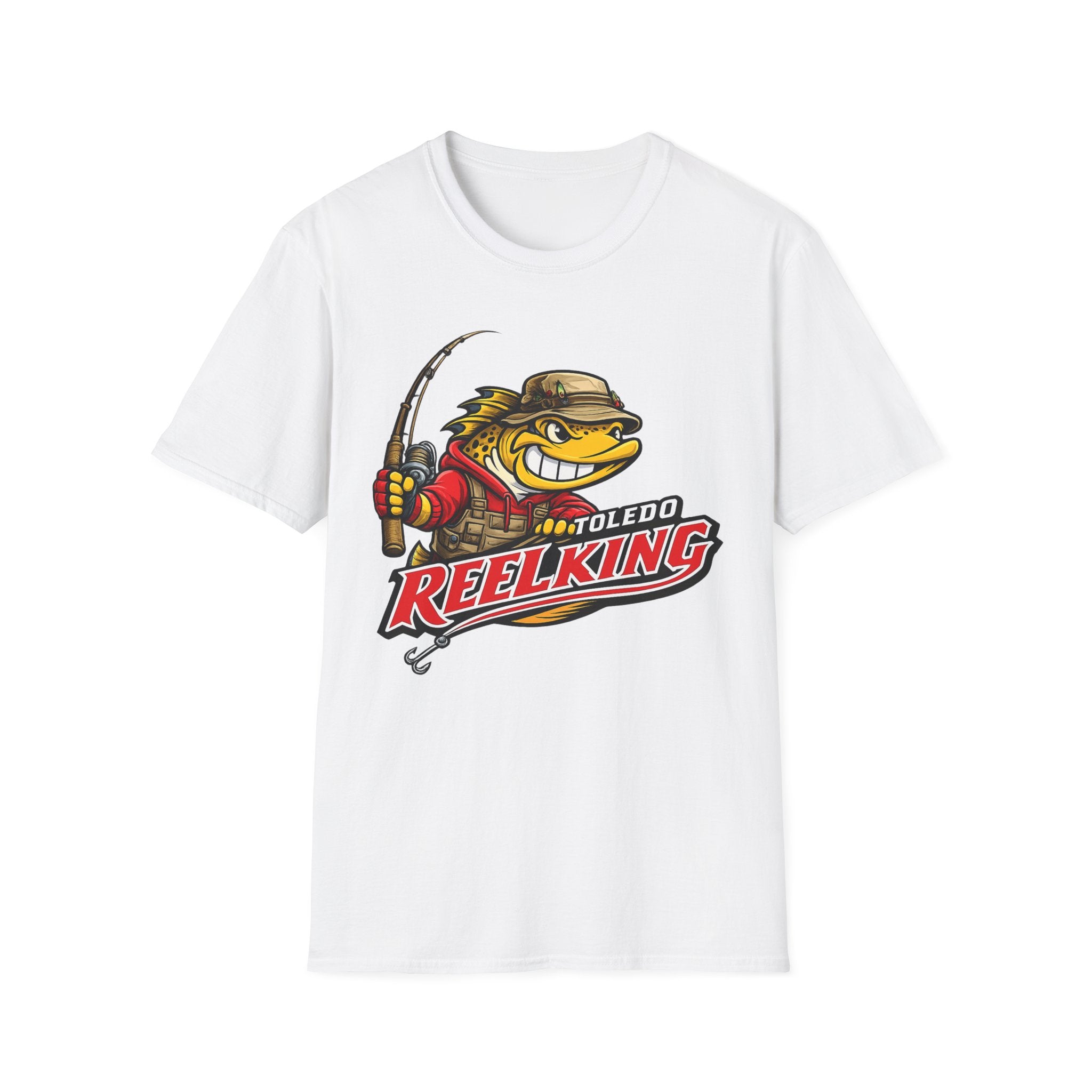 Toledo Reel King Fishing T-Shirt — Mascot Fisherman Tee