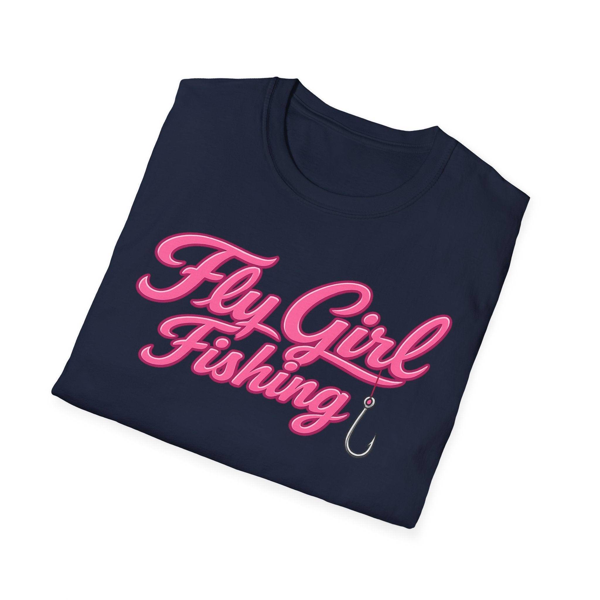 Fly Girl Fishing T-Shirt — Pink Script Women’s Fishing Tee