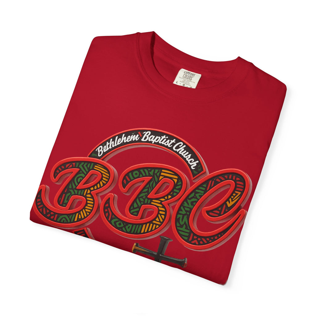 BBC Church T-Shirt – African Art Inspired Gospel Tee with Cross