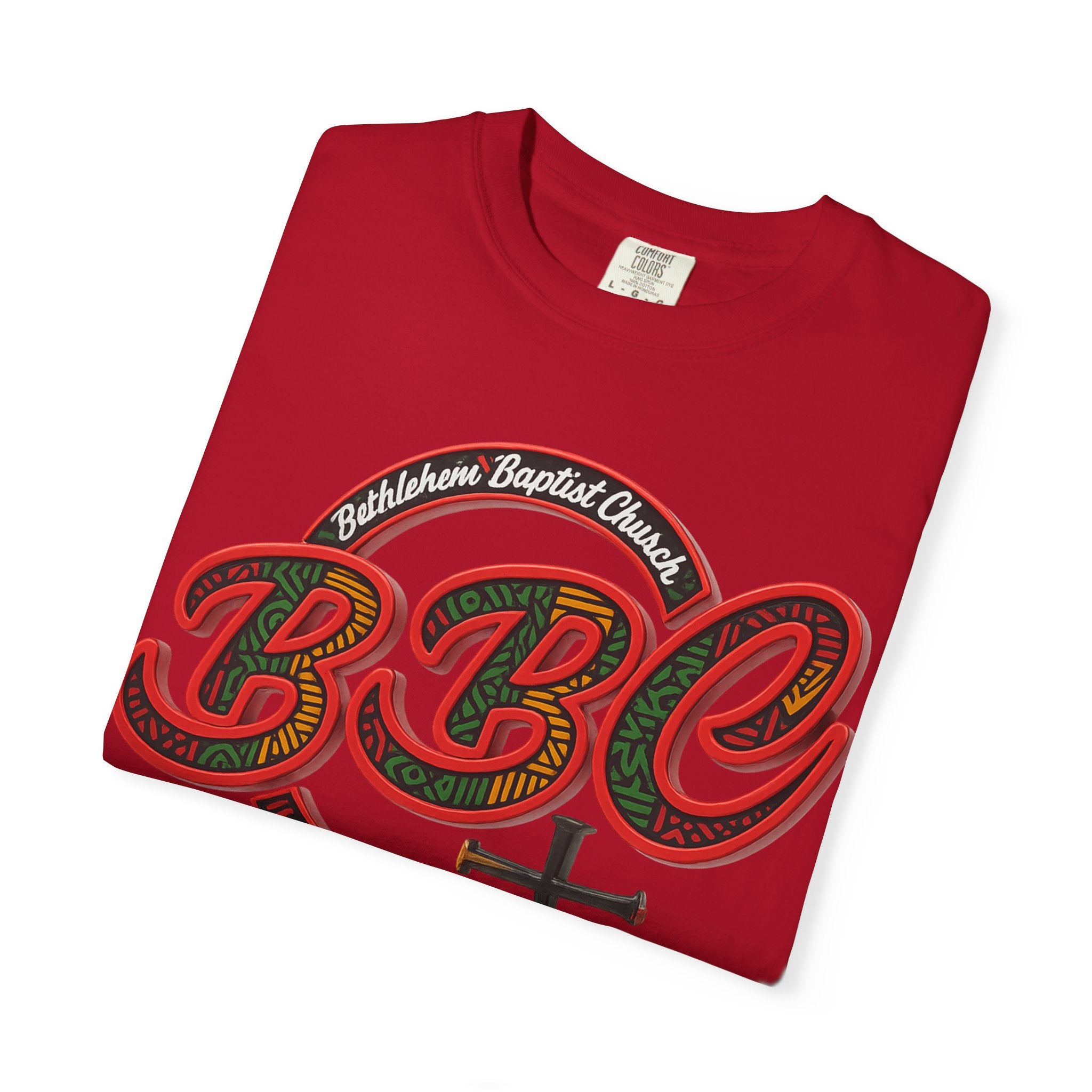BBC Church T-Shirt – African Art Inspired Gospel Tee with Cross