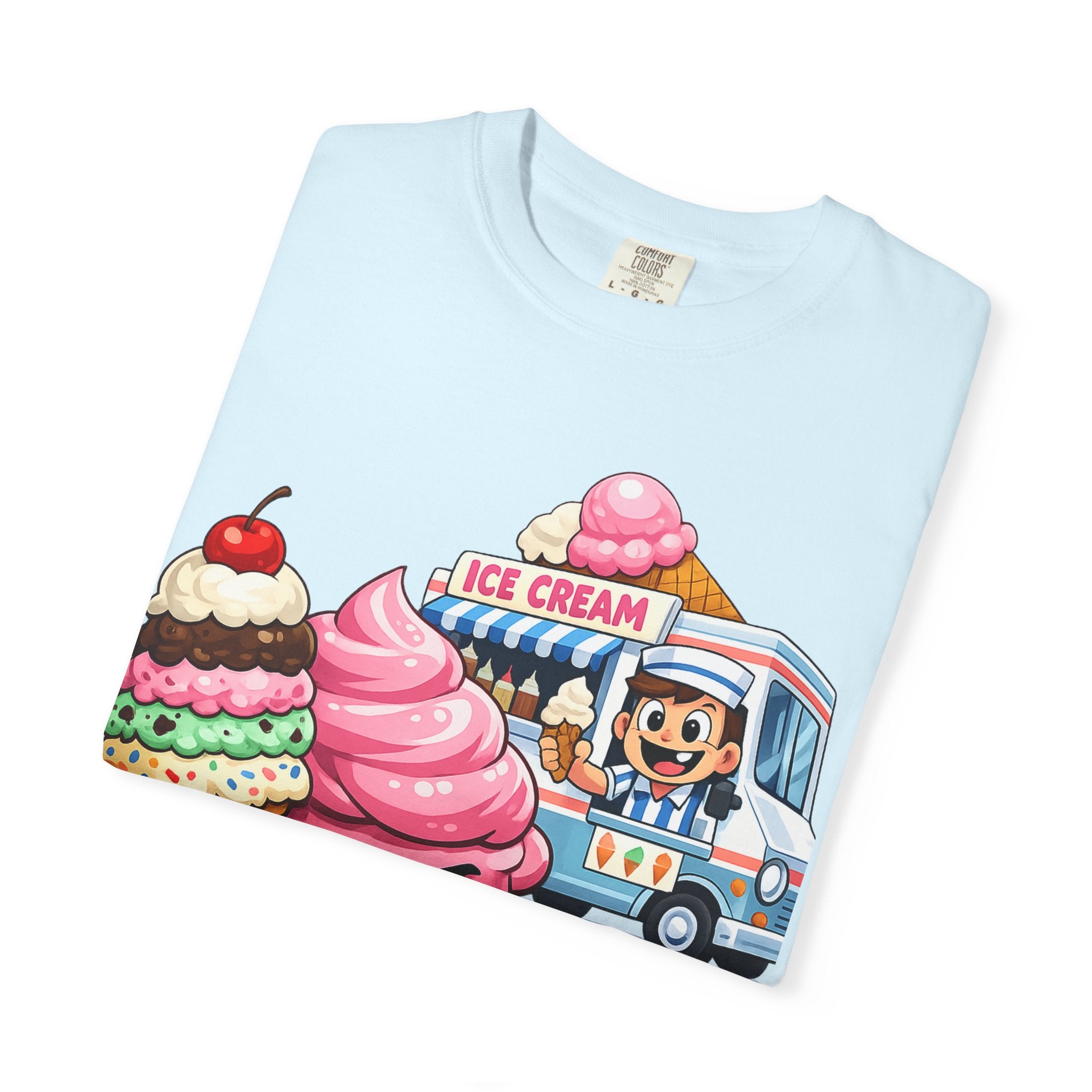 Ice Cream Truck Tee — Cute Cartoon Cupcake & Cone Graphic T-Shirt