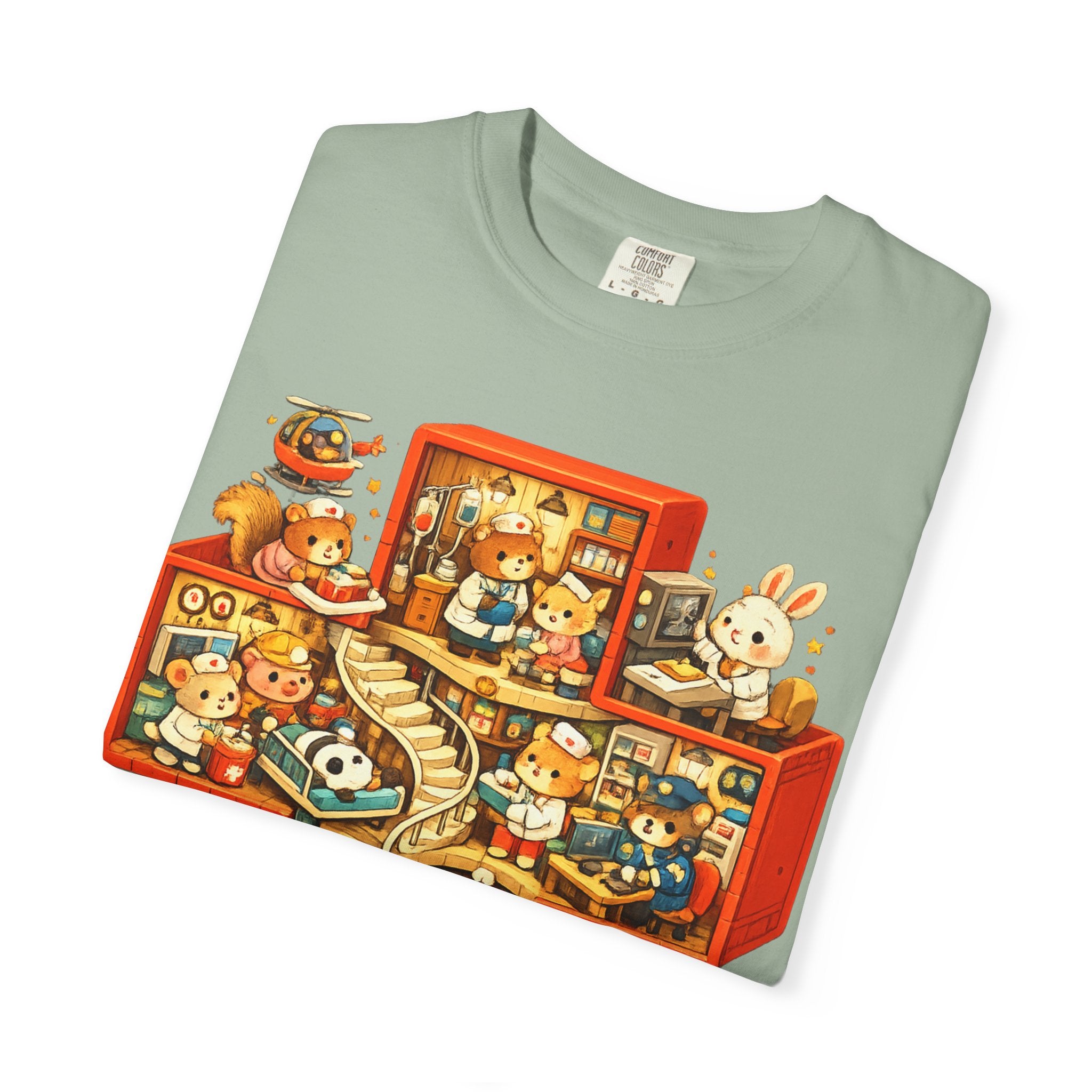 Medical Cross T-Shirt — Cute Vintage Kids’ Small World Illustration
