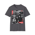 Manga Characters Mask Collage T-Shirt – Black & White Anime Graphic Tee