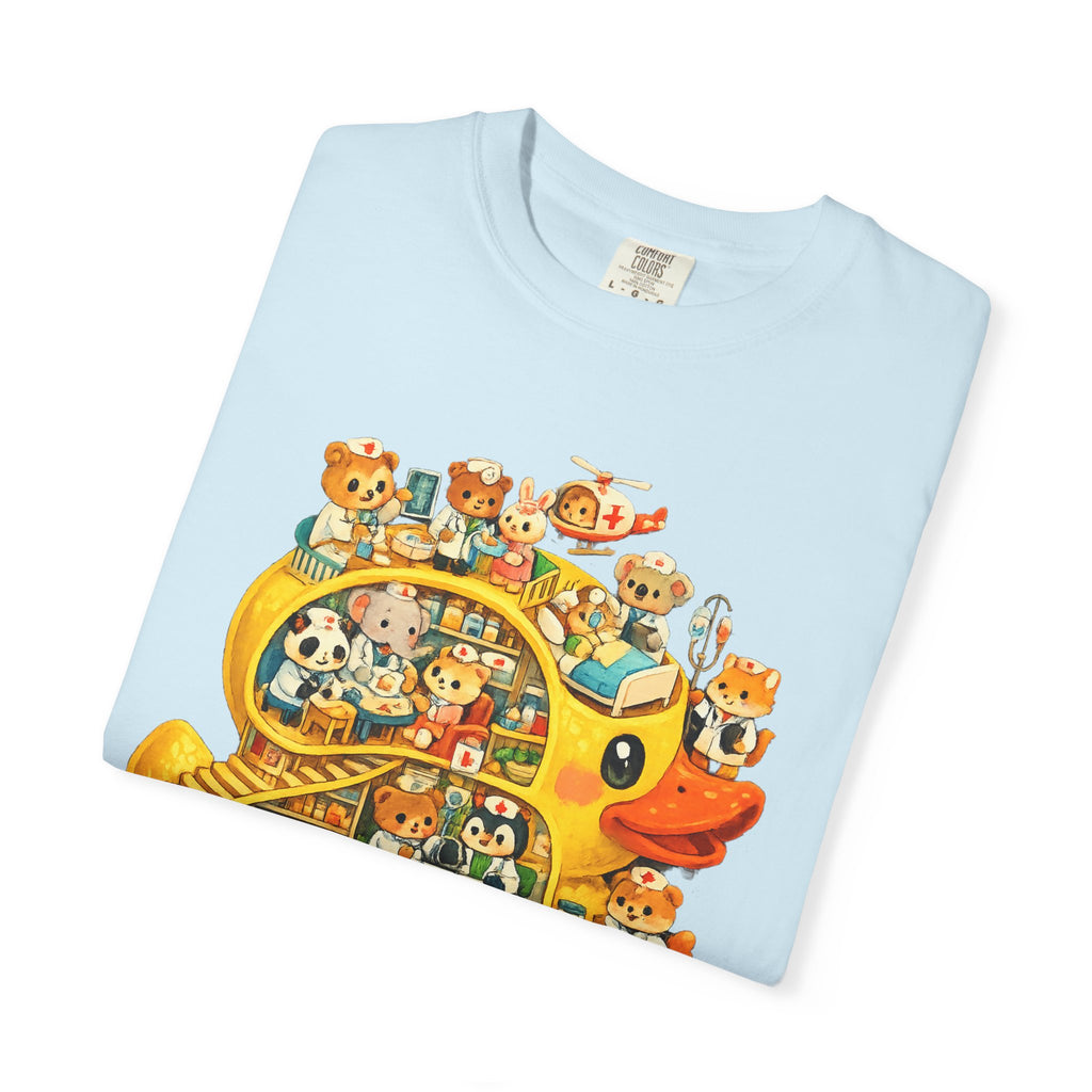 Duck Village Medical T‑Shirt — Whimsical Animal Town Illustration