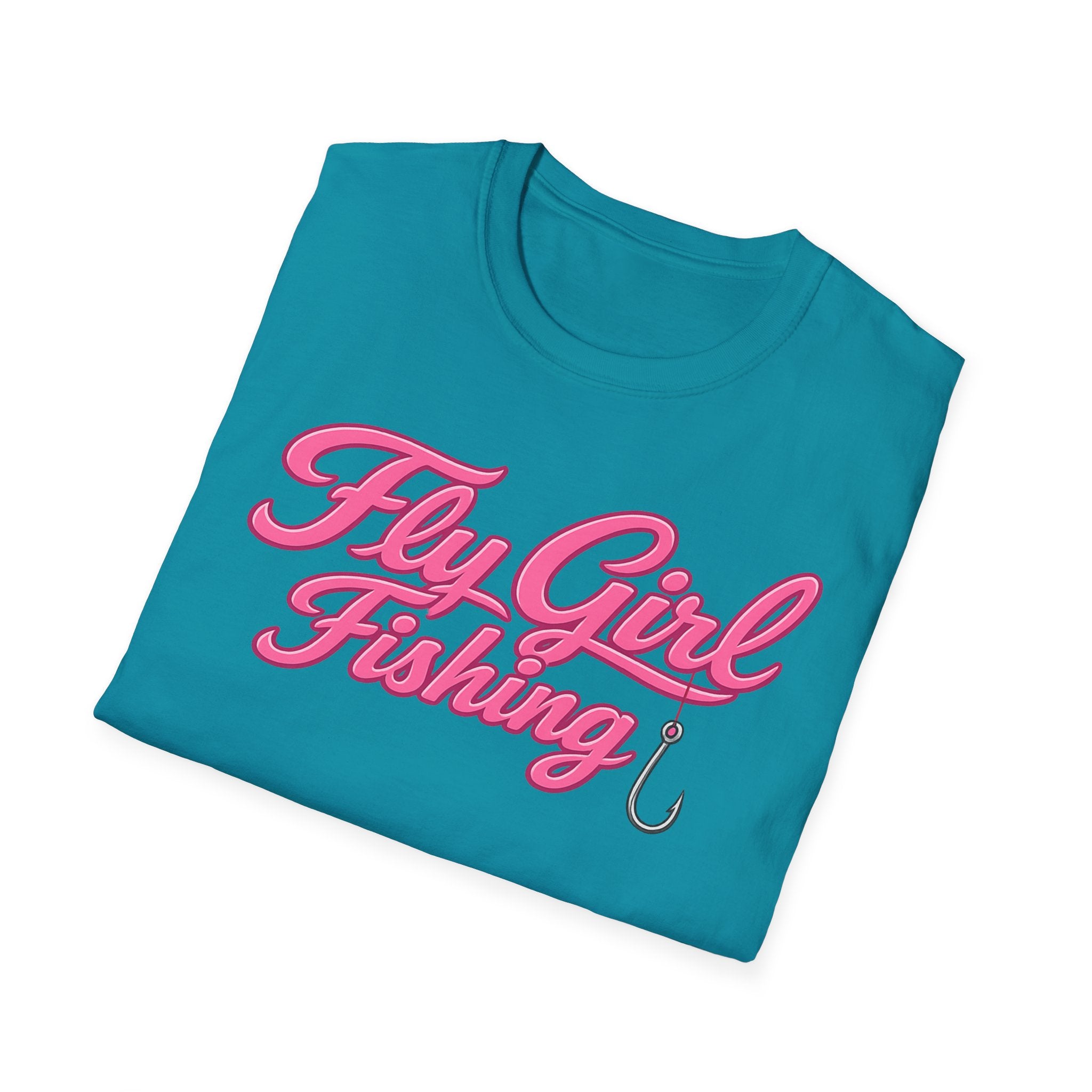 Fly Girl Fishing T-Shirt — Pink Script Women’s Fishing Tee
