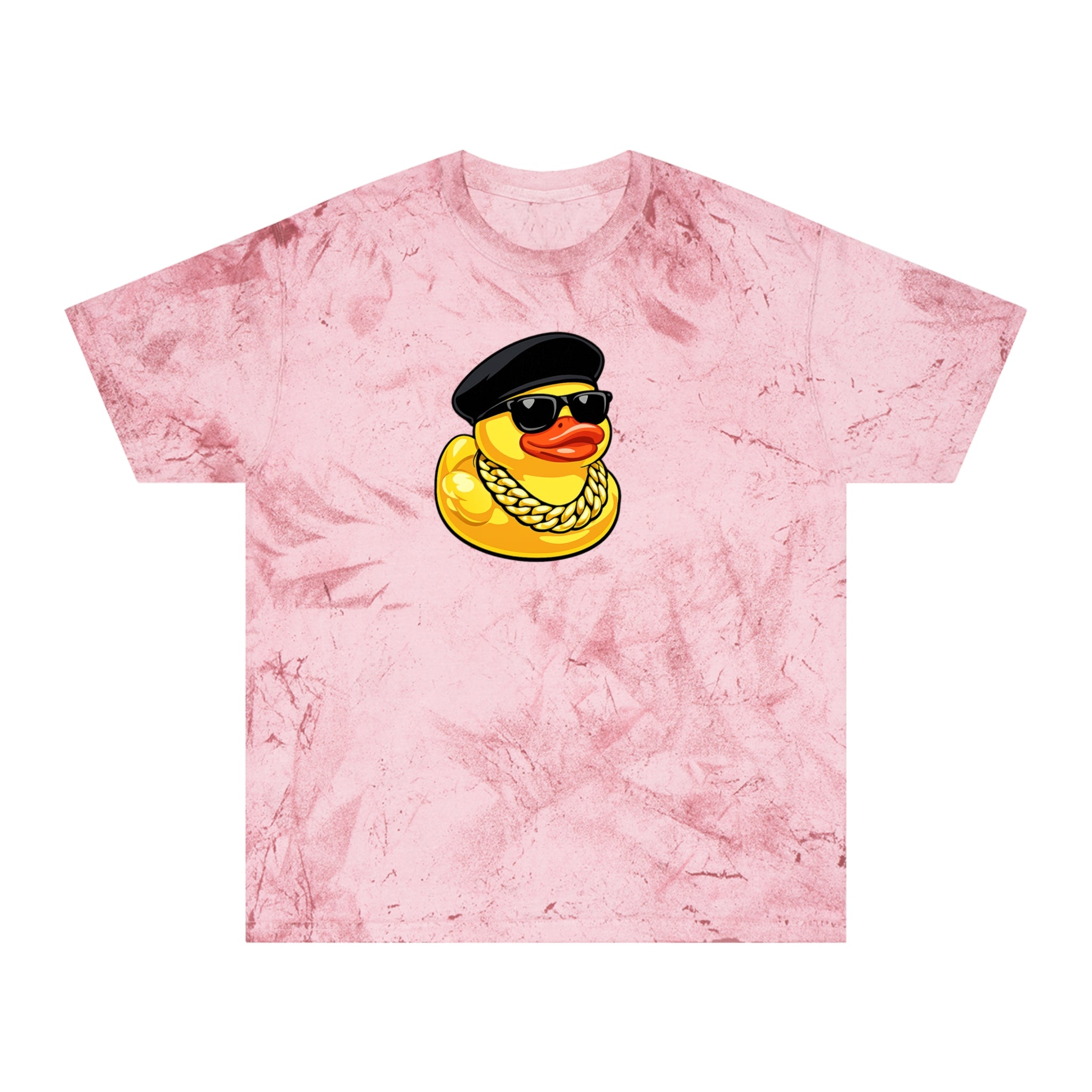 Retro Rubber Duck T-Shirt — Gold Tie-Dye with Cool Duck Graphic