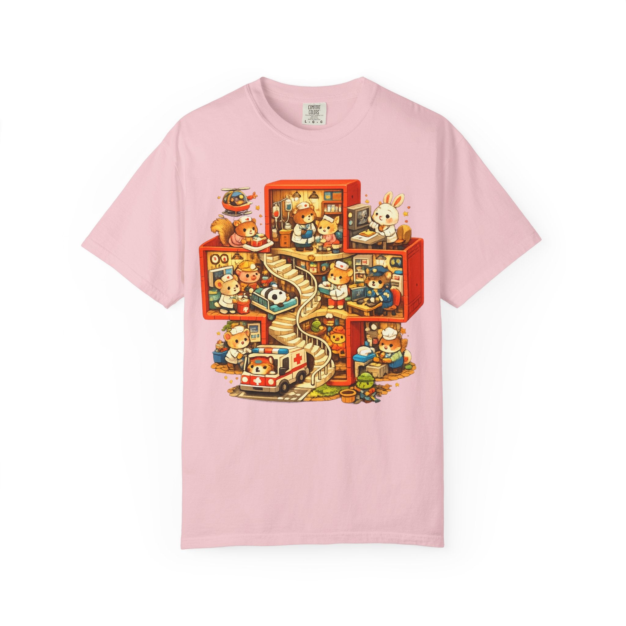Medical Cross T-Shirt — Cute Vintage Kids’ Small World Illustration