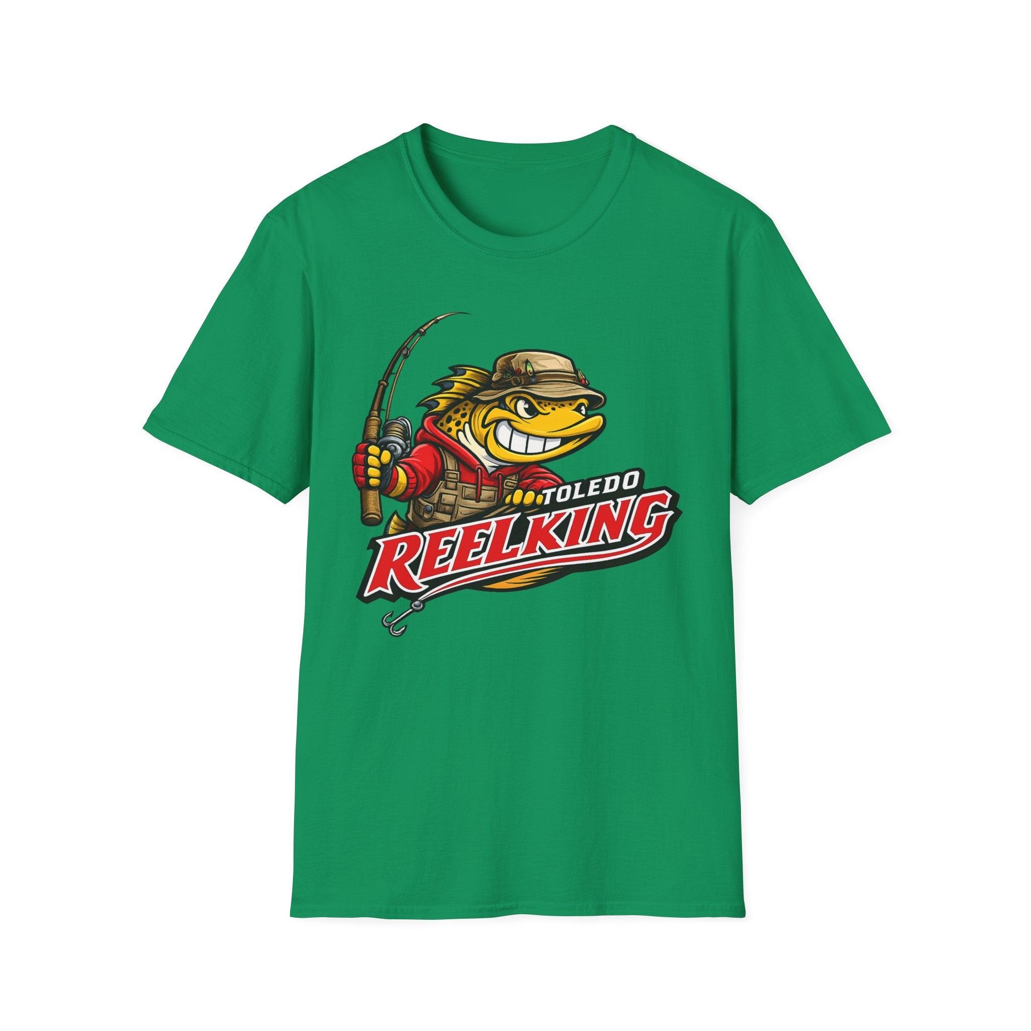 Toledo Reel King Fishing T-Shirt — Mascot Fisherman Tee