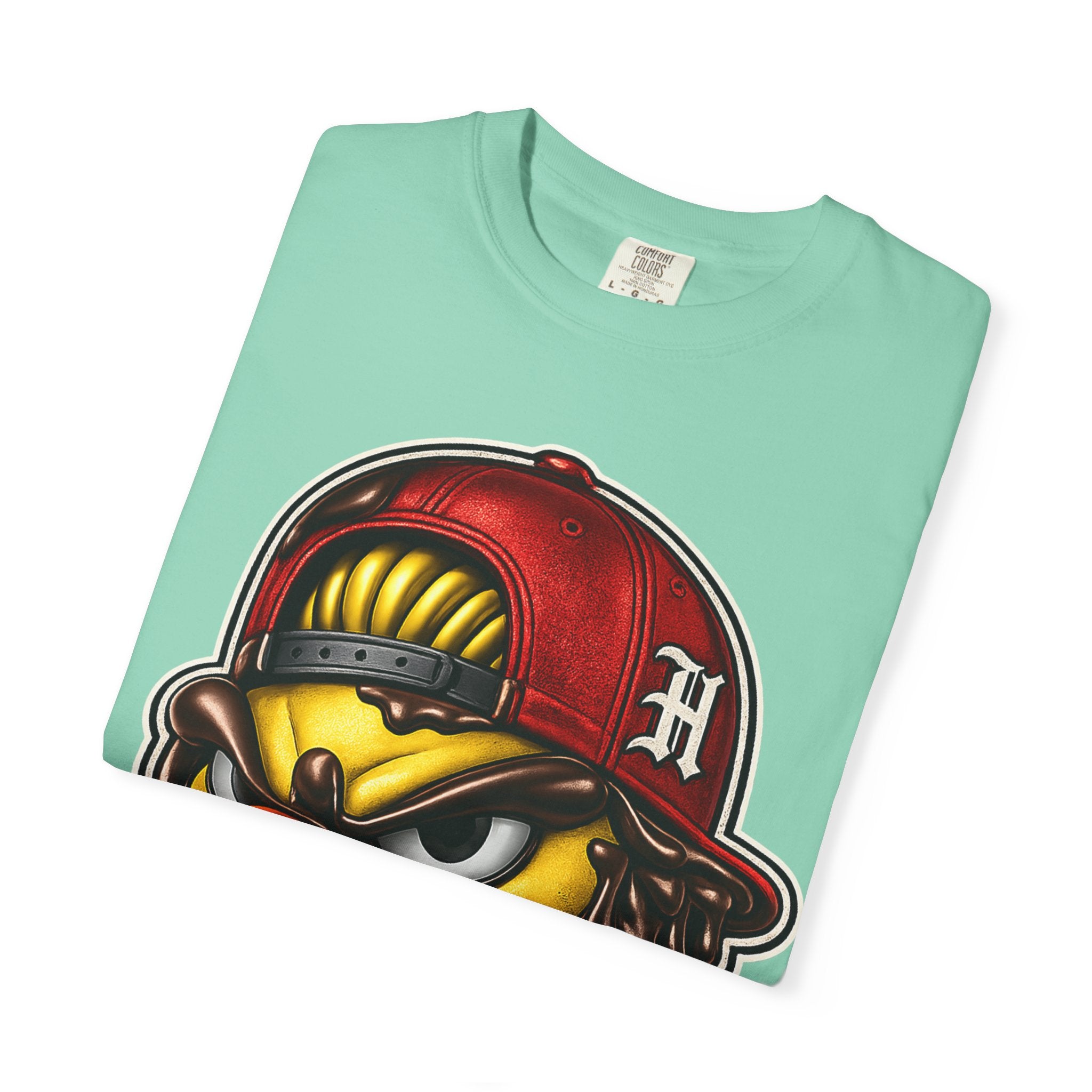 Hen Street Graphic T-Shirt — Streetwear Baseball Cap Mascot Tee