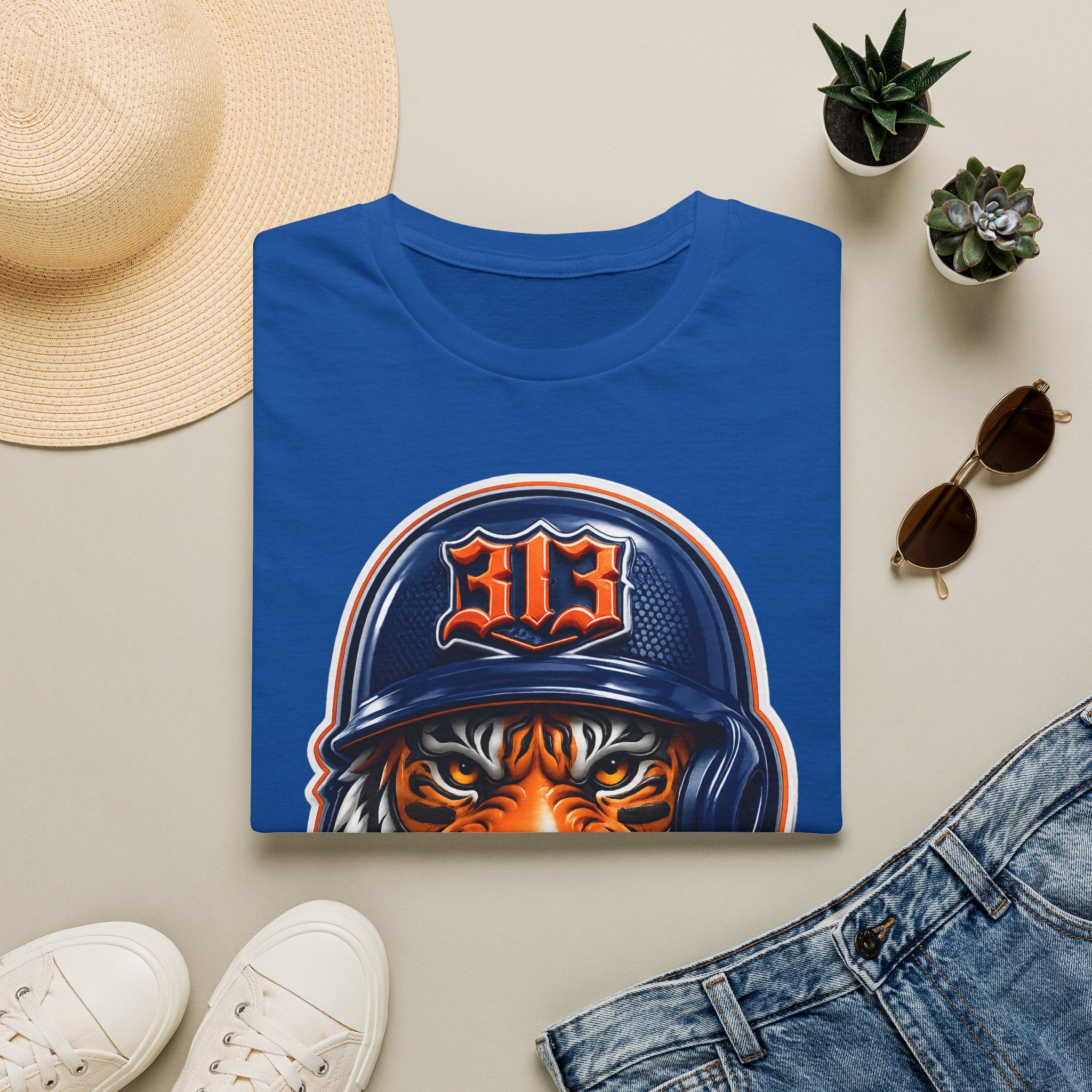 Tiger Mascot Tee —  Helmet Graphic Baseball T-Shirt