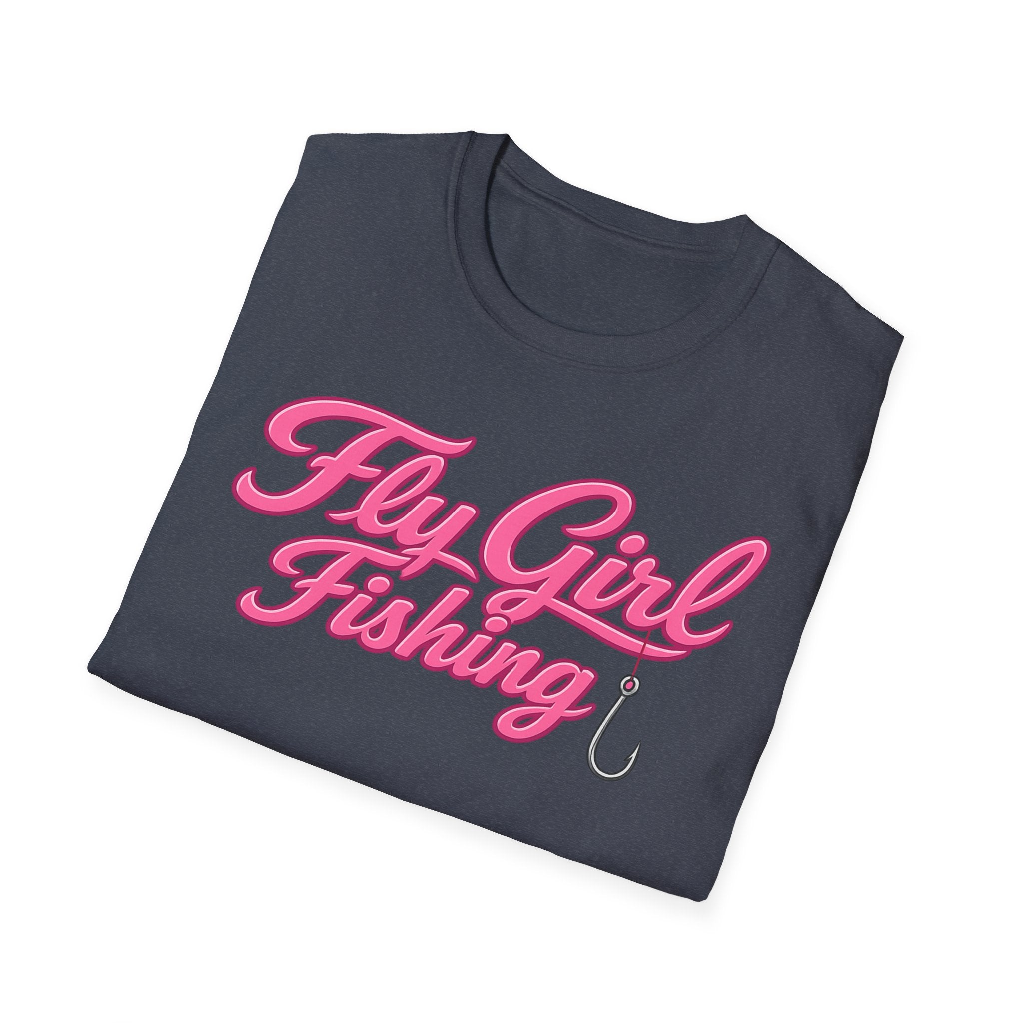 Fly Girl Fishing T-Shirt — Pink Script Women’s Fishing Tee