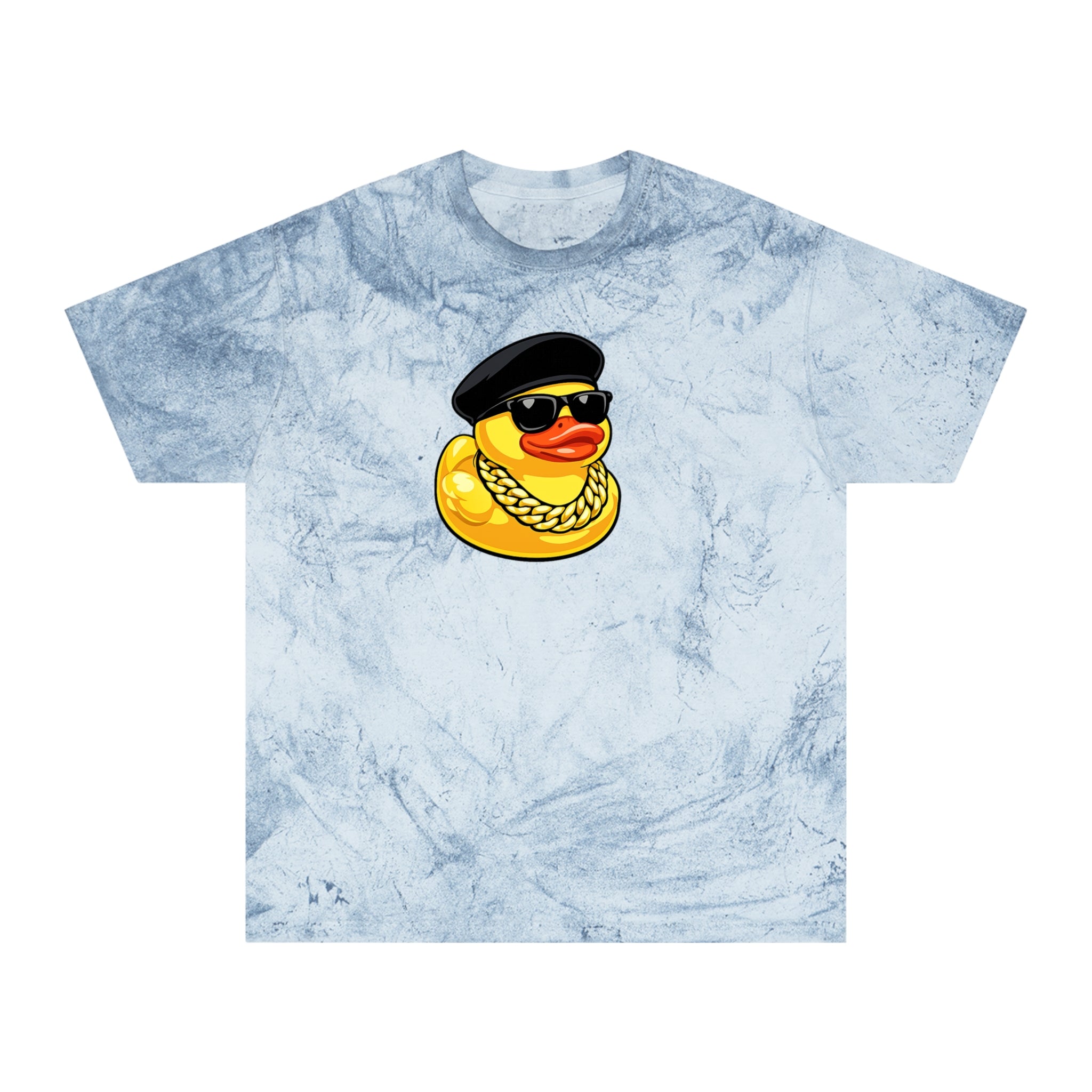 Retro Rubber Duck T-Shirt — Gold Tie-Dye with Cool Duck Graphic