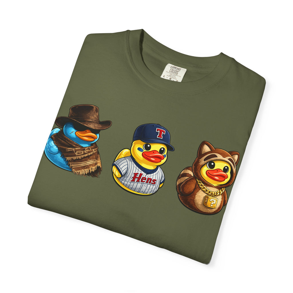 Rubber Duck Dashboard Trio Graphic T-Shirt — Cute Character Tee (Duck Dashboard)