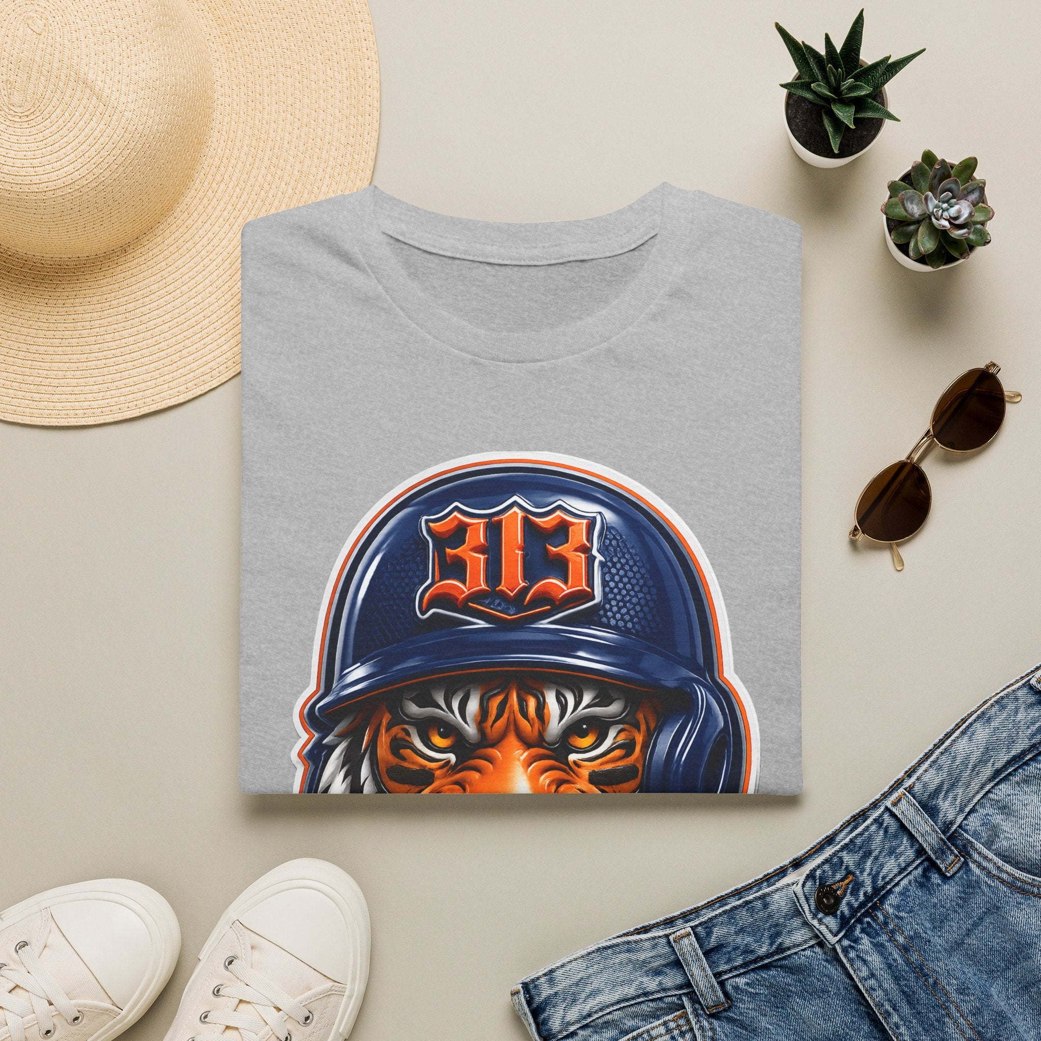 Tiger Mascot Tee —  Helmet Graphic Baseball T-Shirt