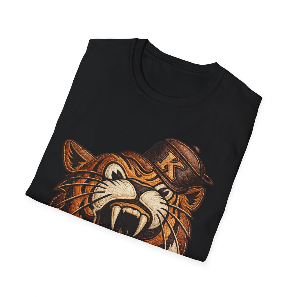 Vintage Roaring Tiger Graphic T-Shirt — Retro K Leather logo Big Cat Design