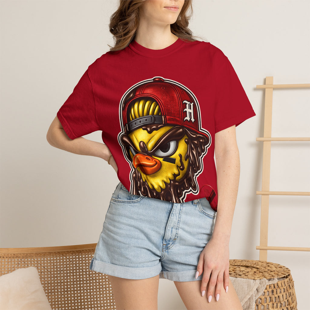 Hen Street Graphic T-Shirt — Streetwear Baseball Cap Mascot Tee