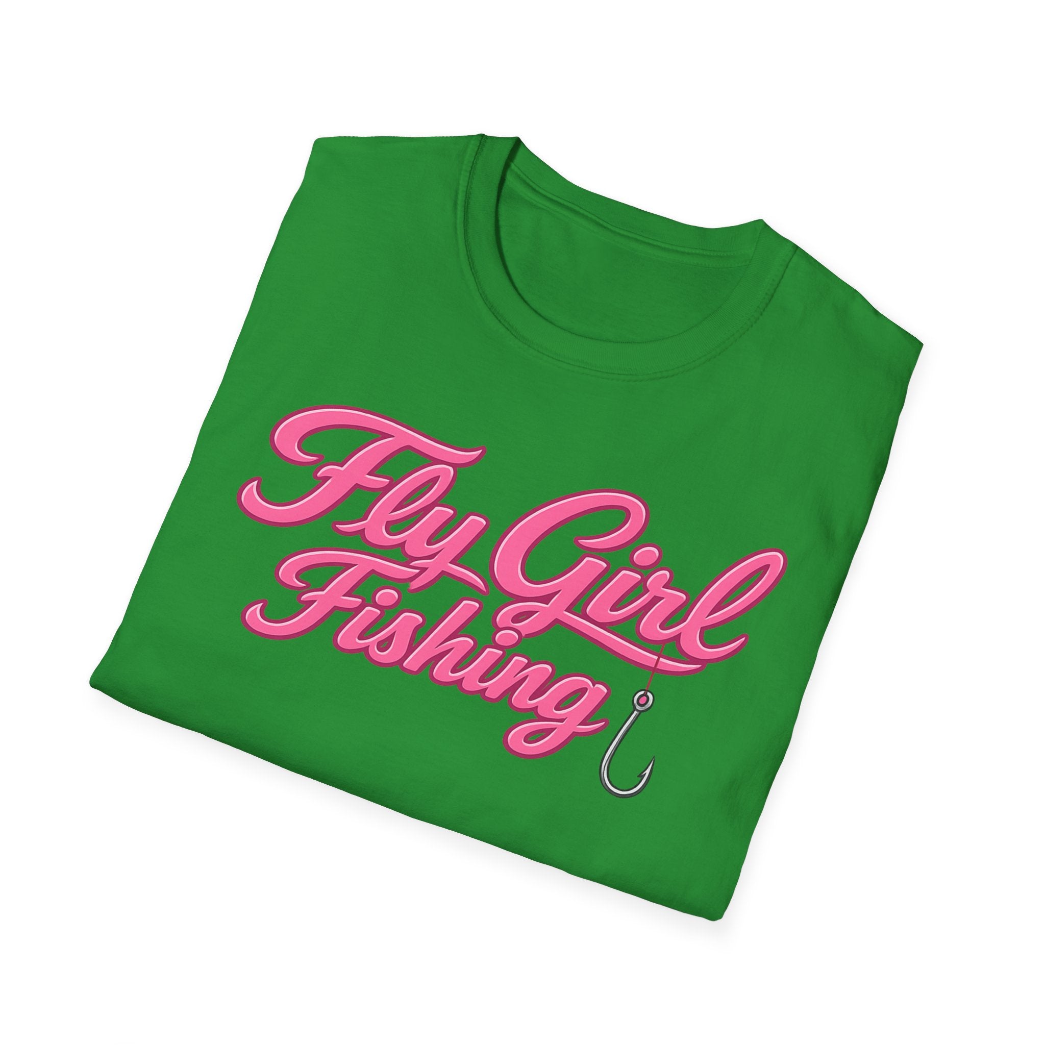 Fly Girl Fishing T-Shirt — Pink Script Women’s Fishing Tee